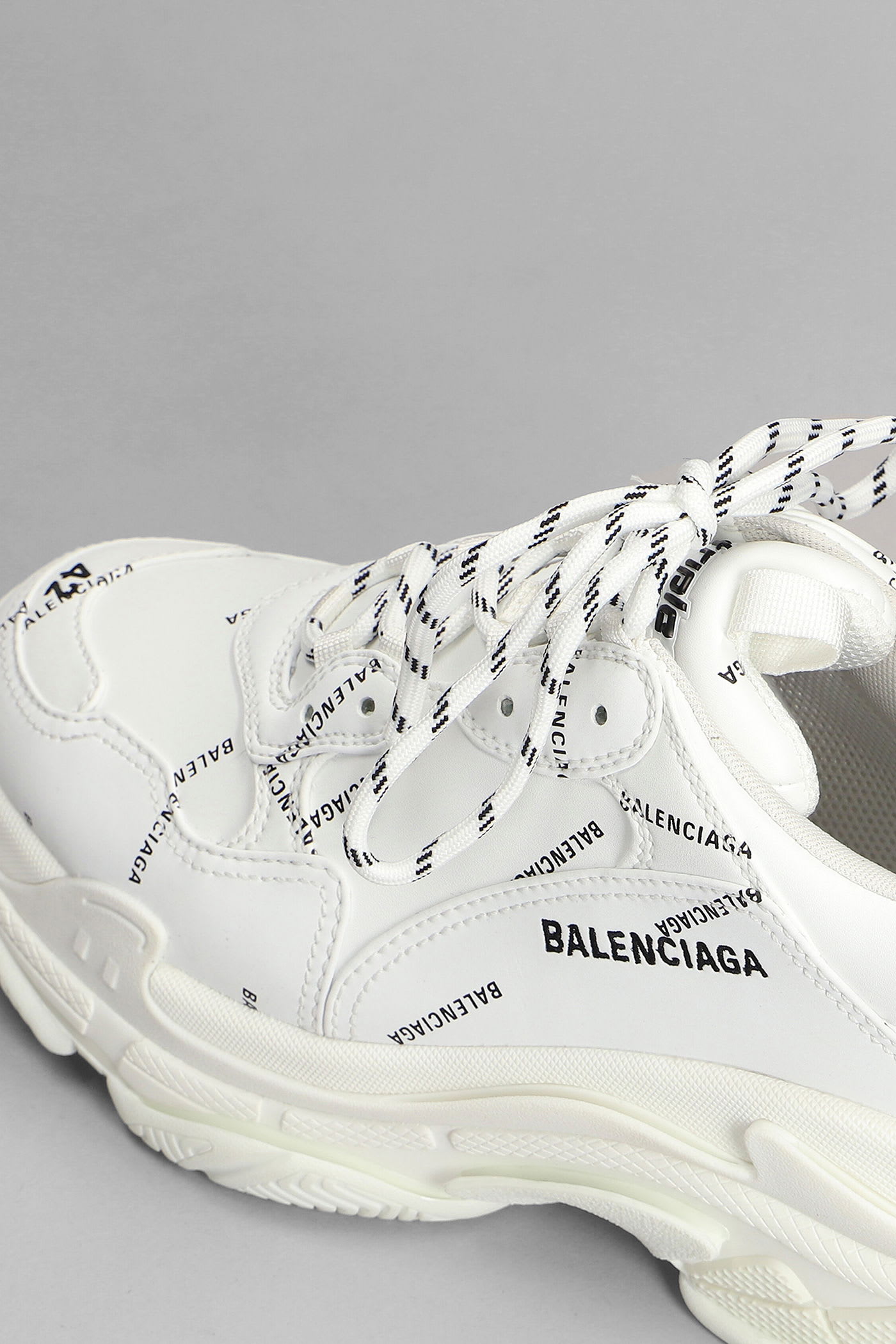 Balenciaga Triple S Sneakers In White Synthetic Fibers In White