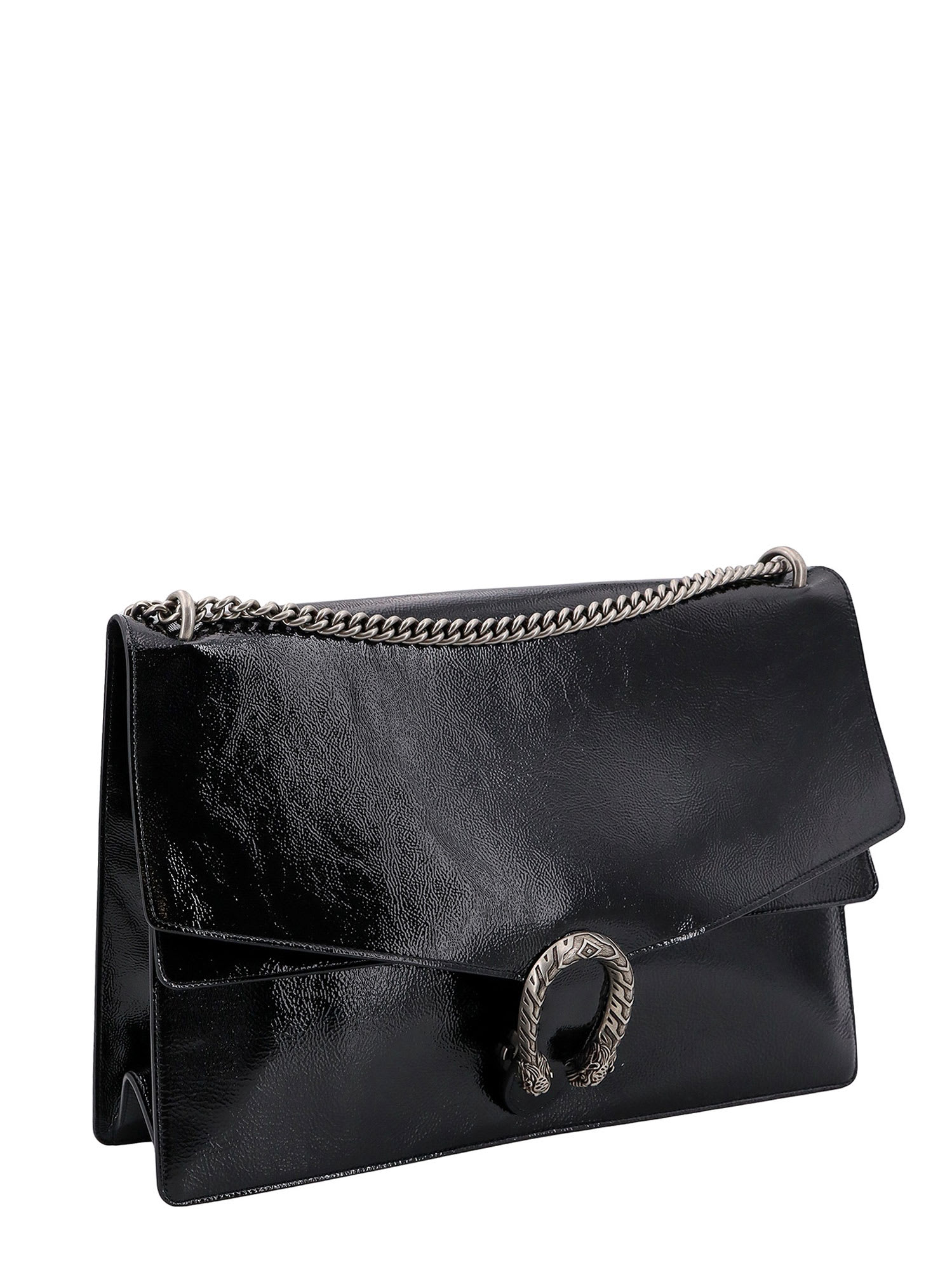 Gucci Dionysus Patent Leather Shoulder Bag In Black