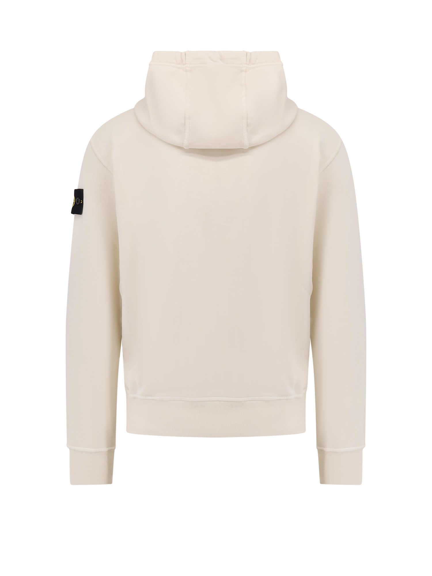 Stone Island Hooded Cotton Sweatshirt Removable Patch In Neutral