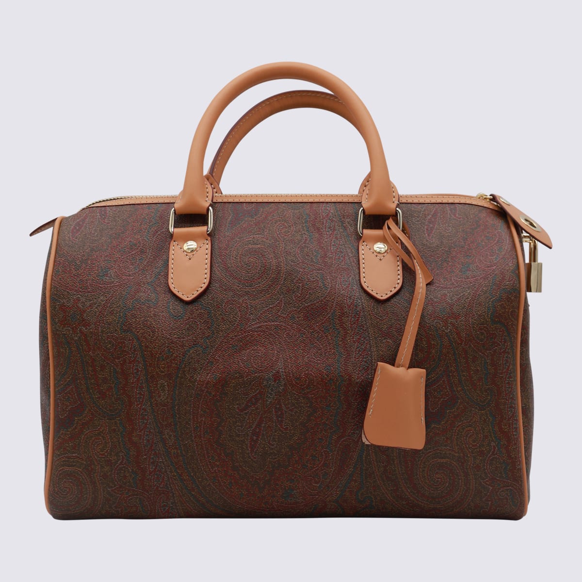 Shop Etro Brown Leather Top Handle Bag