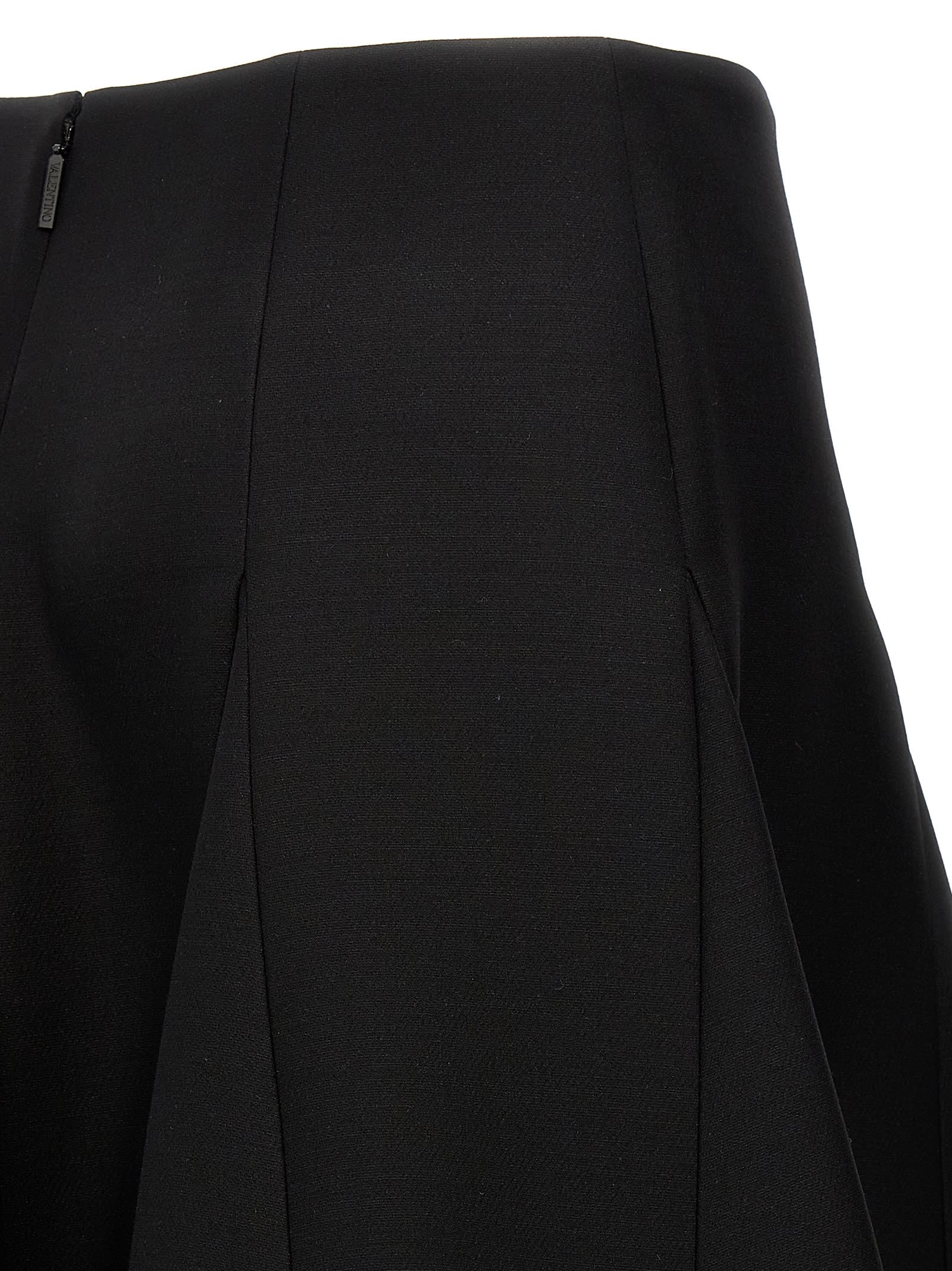 Valentino Crepe Couture Wool-blend Midi Skirt In Black