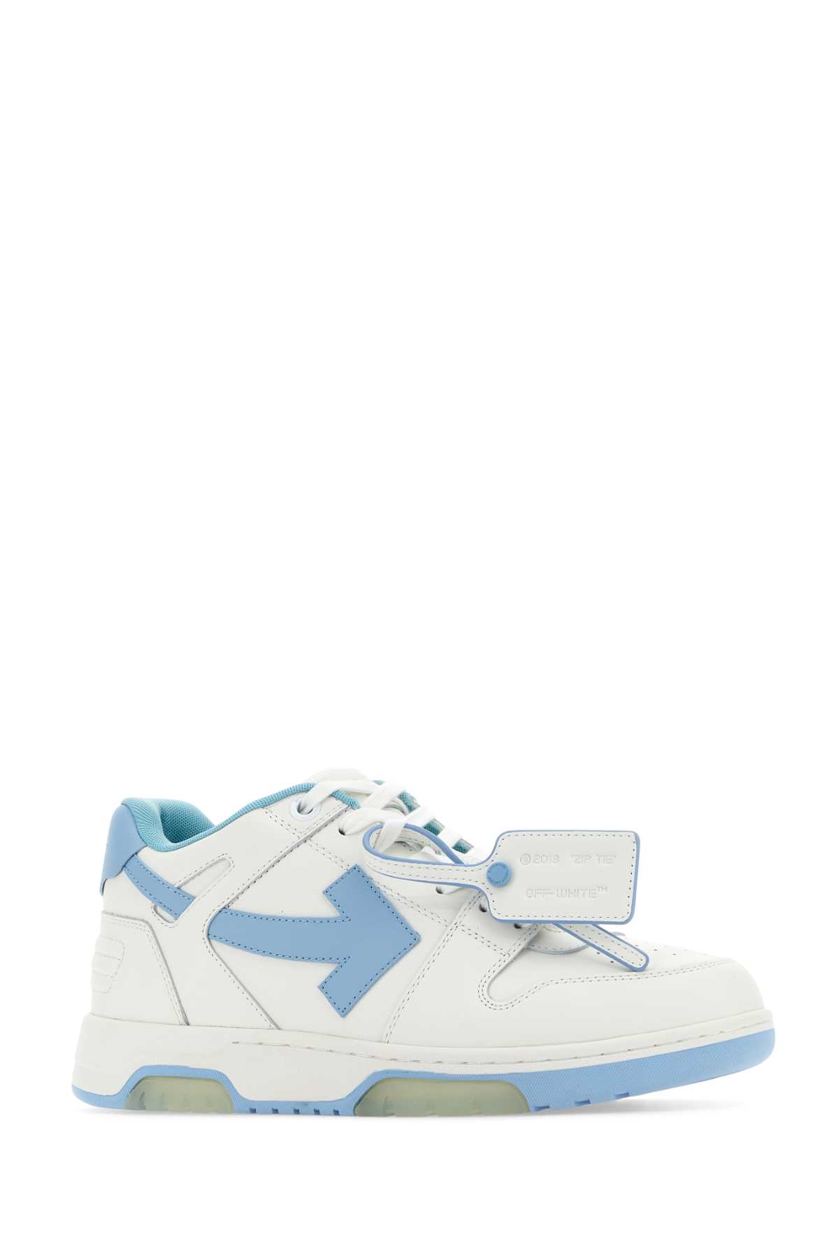 Shop Off-white White Leather Out Of Office Sneakers In Clear Blue