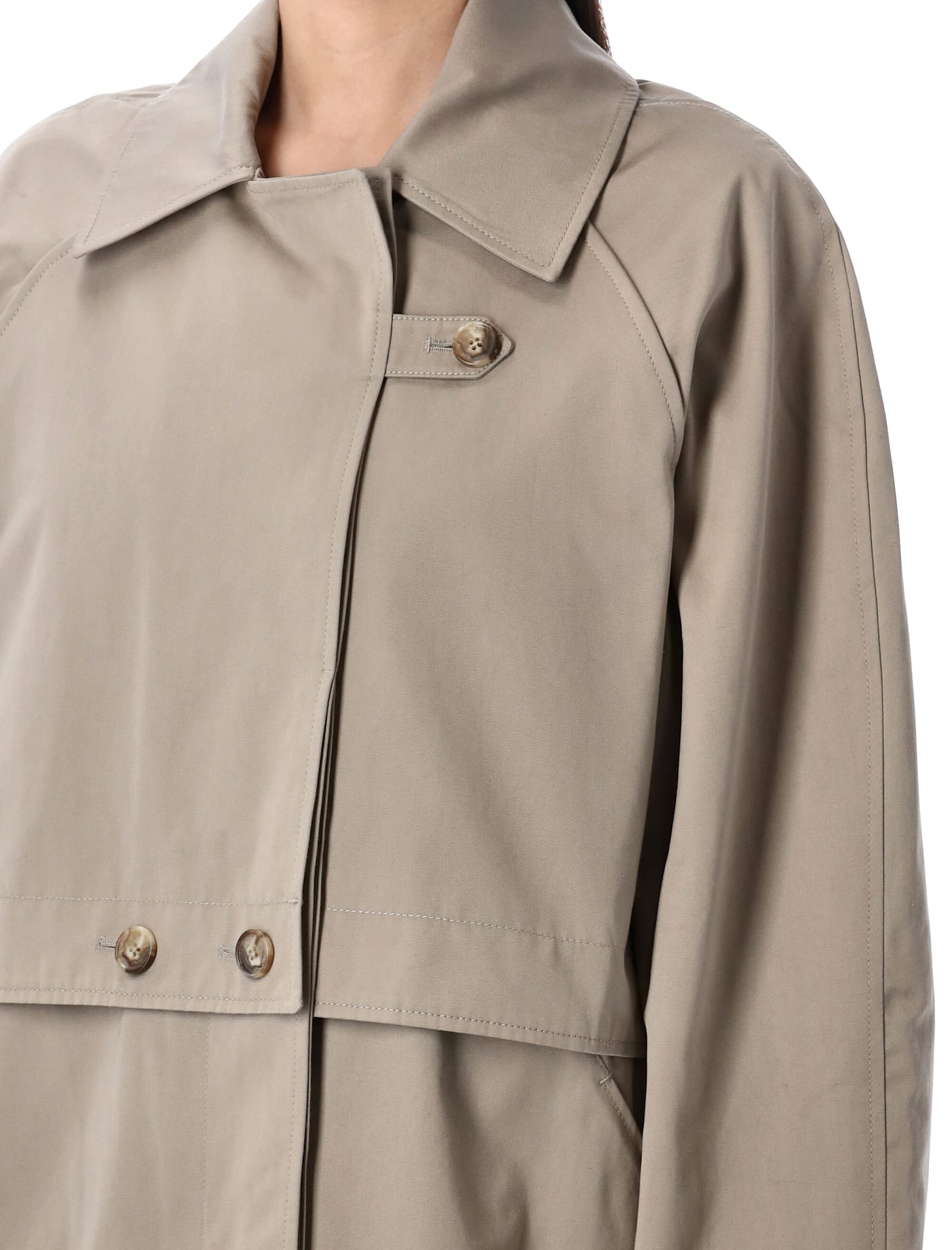 Remain Birger Christensen Remain Trench Coat With Cropped Overlay And Classic Collar In Crockrey Beige