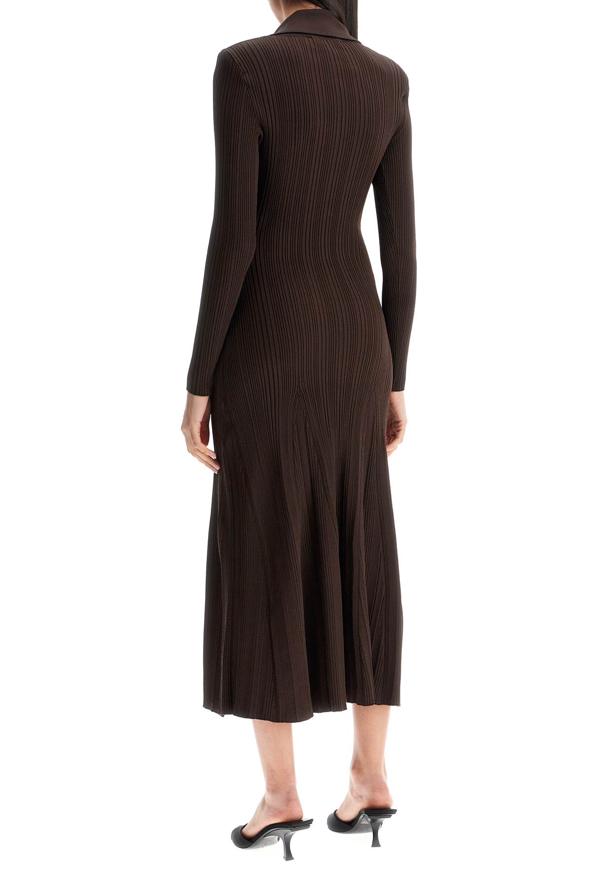 SELF-PORTRAIT MIDI RIBBED VISCOSE DRESS WITH