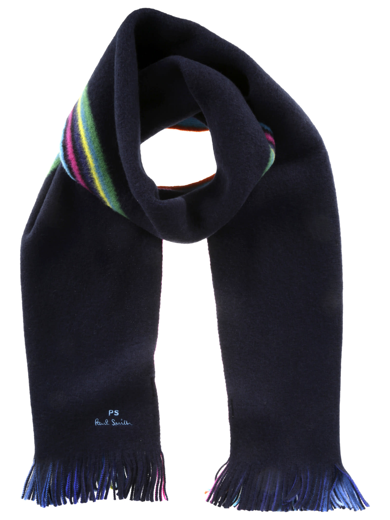 Shop Ps By Paul Smith Scarf Reversbl Strp Scarf In Navy