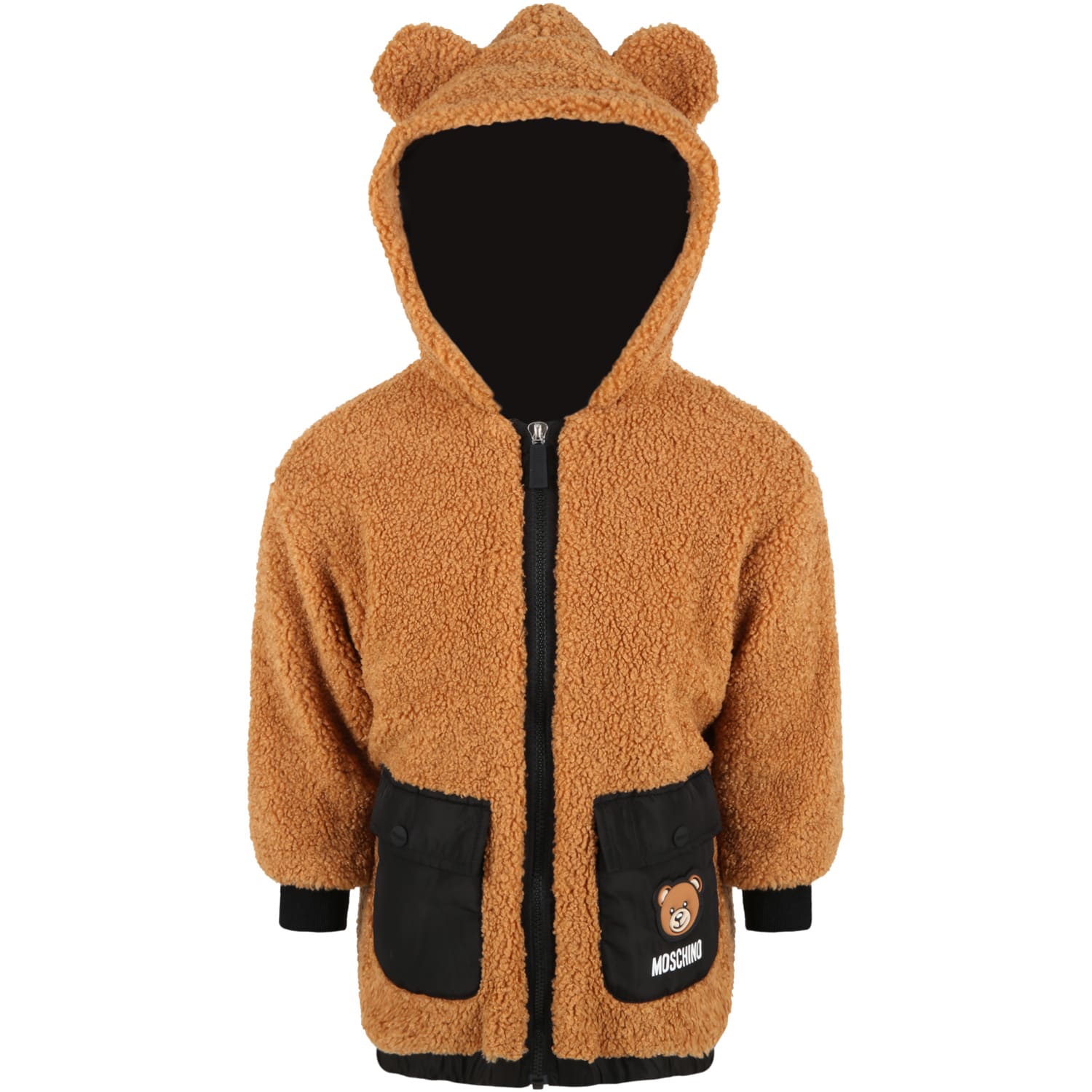 Moschino Brown Jacket For Kids With Teddy Bear
