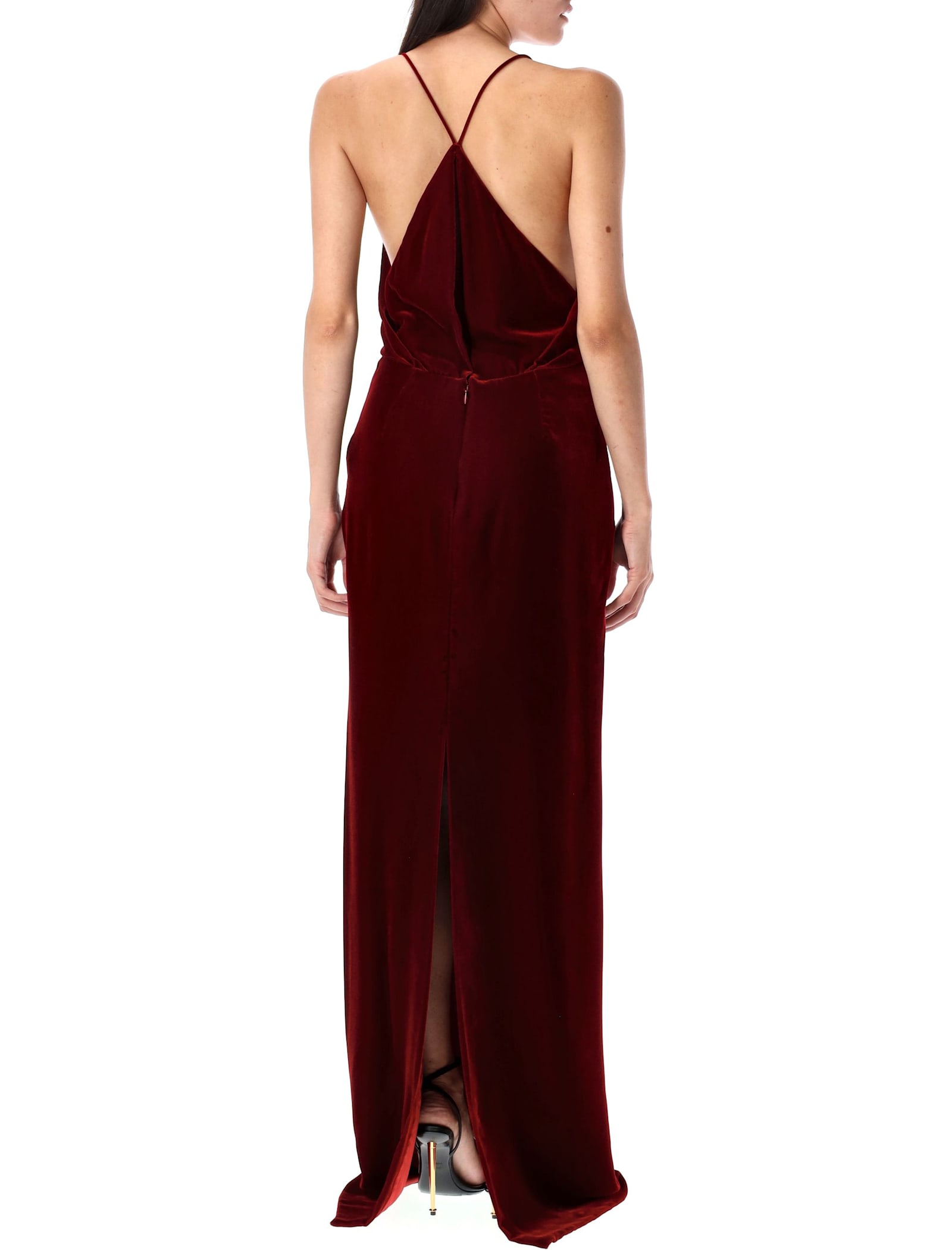Tom Ford Velvet Evening Dress In Brown