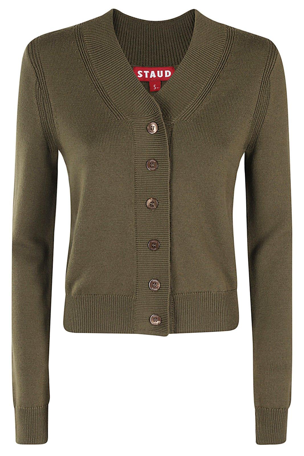 Shop Staud Baxter Button-up Cardigan In Sggr Sergeant Green