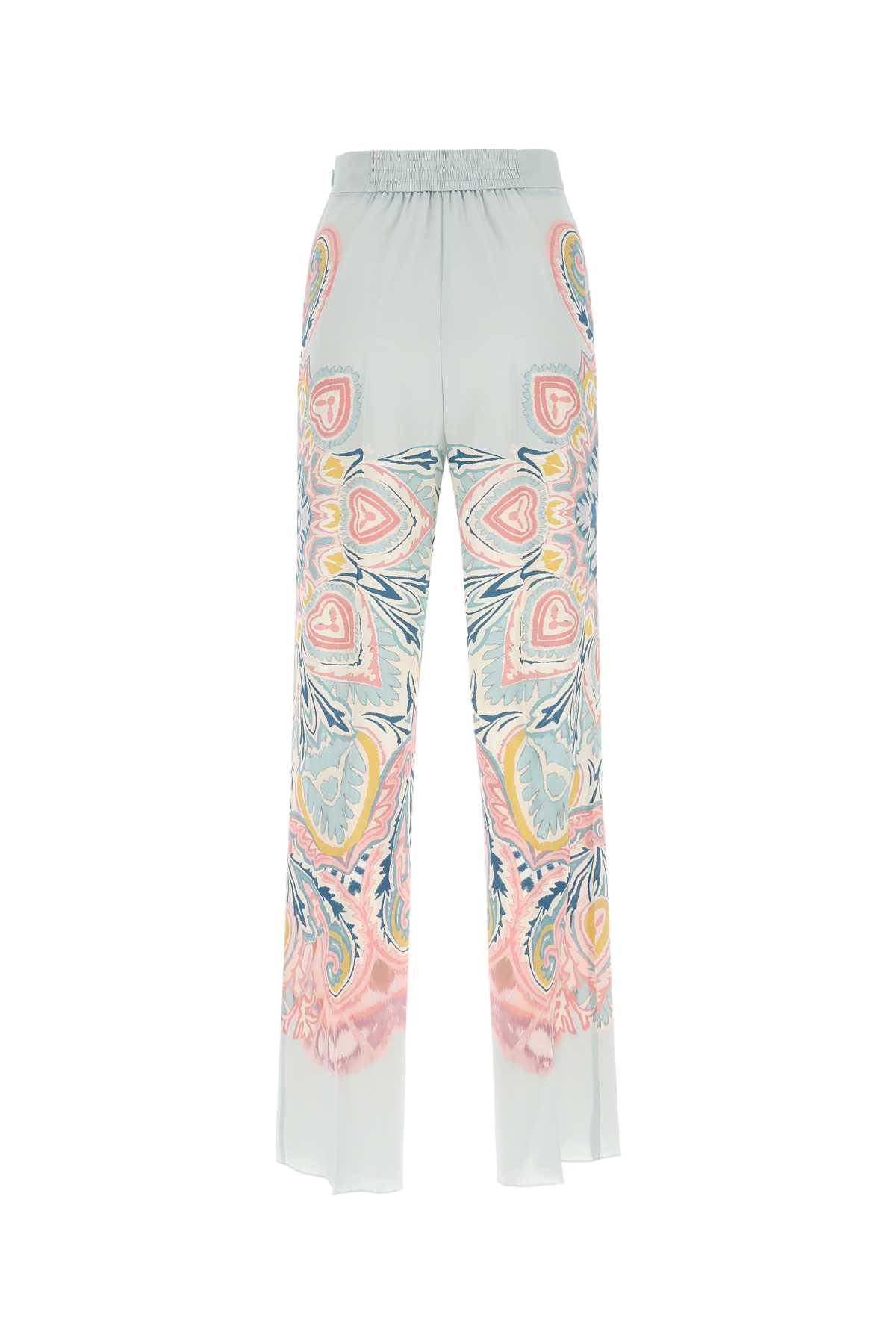 Shop Etro Printed Silk Pant In Lightblue