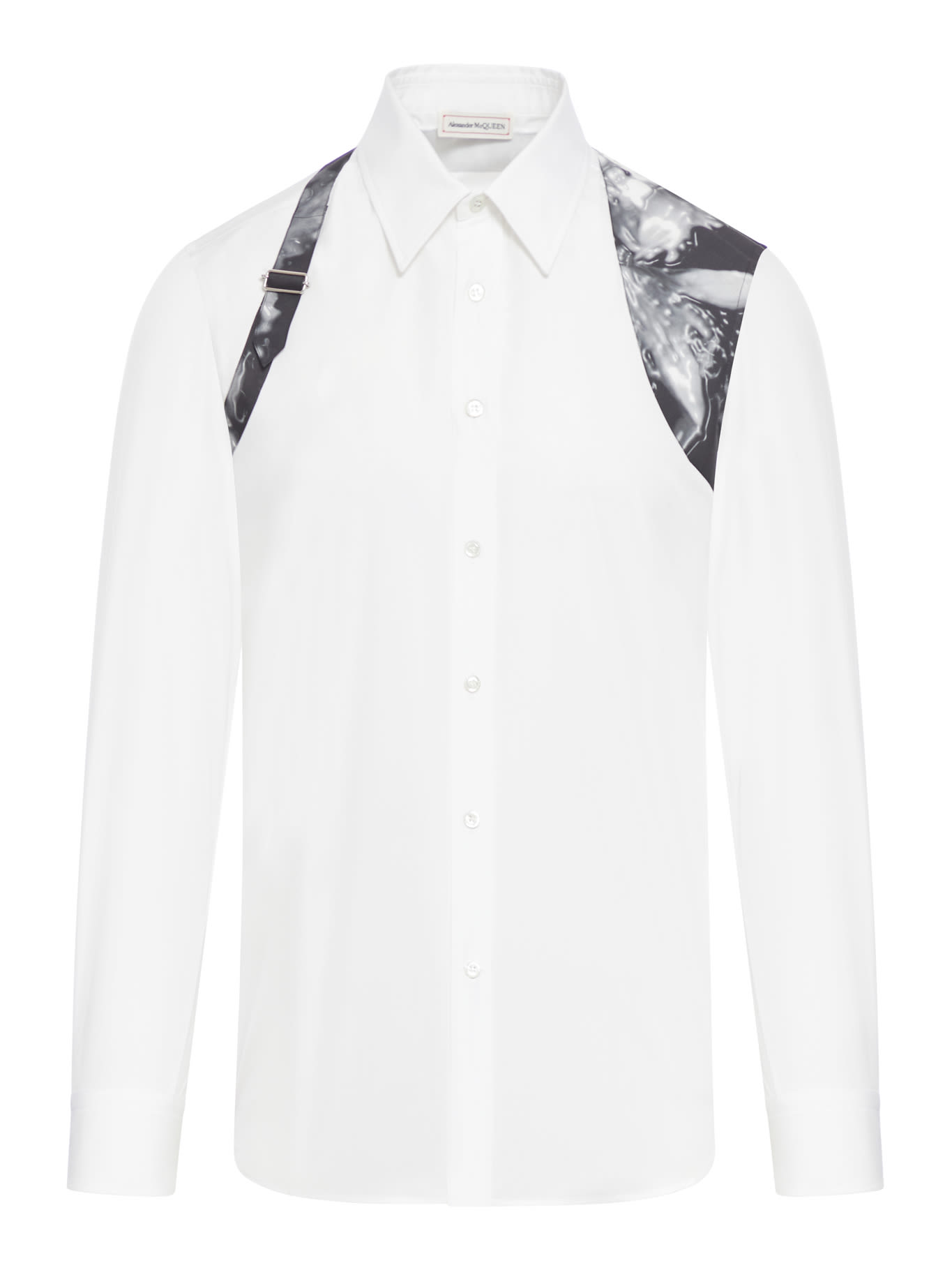 Shop Alexander Mcqueen Cntstd Hrnss Shirt In Opticalwhite