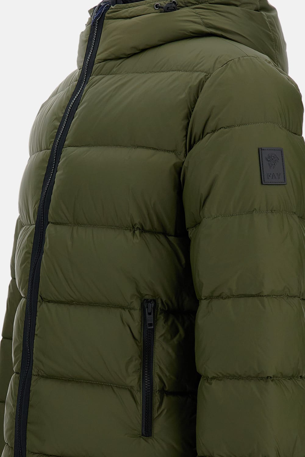 Fay Double-front Nylon Down Jacket In Green