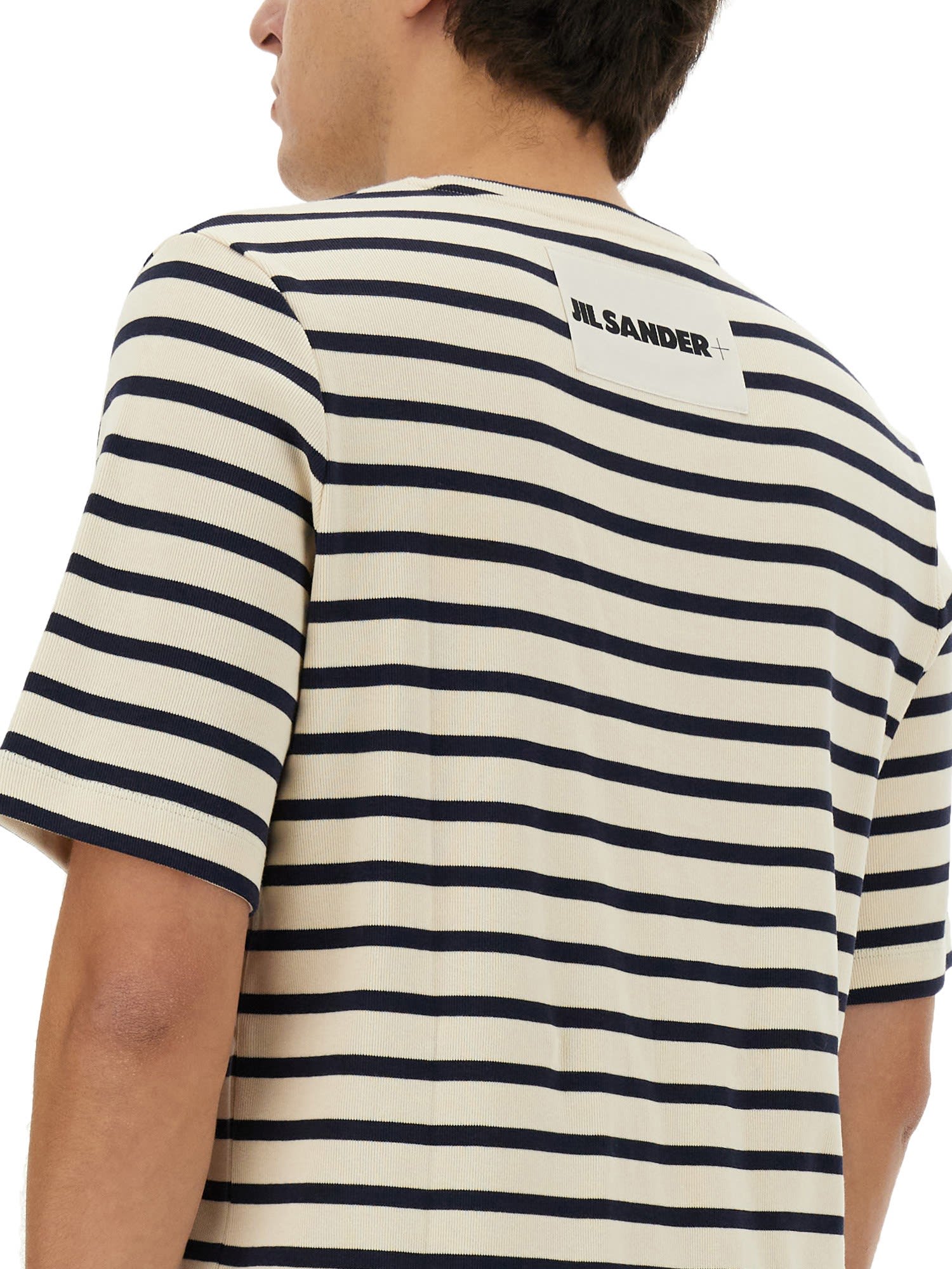 Shop Jil Sander Striped T-shirt In Bianco/nero