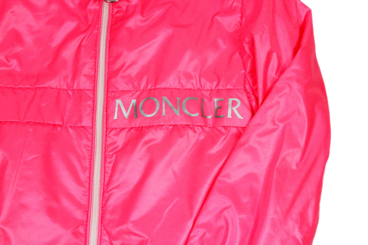 Shop Moncler Admeta Windproof Jacket With Hood And Zip In Nylon And Cotton Inside And With Writing On The Front In Fucsia