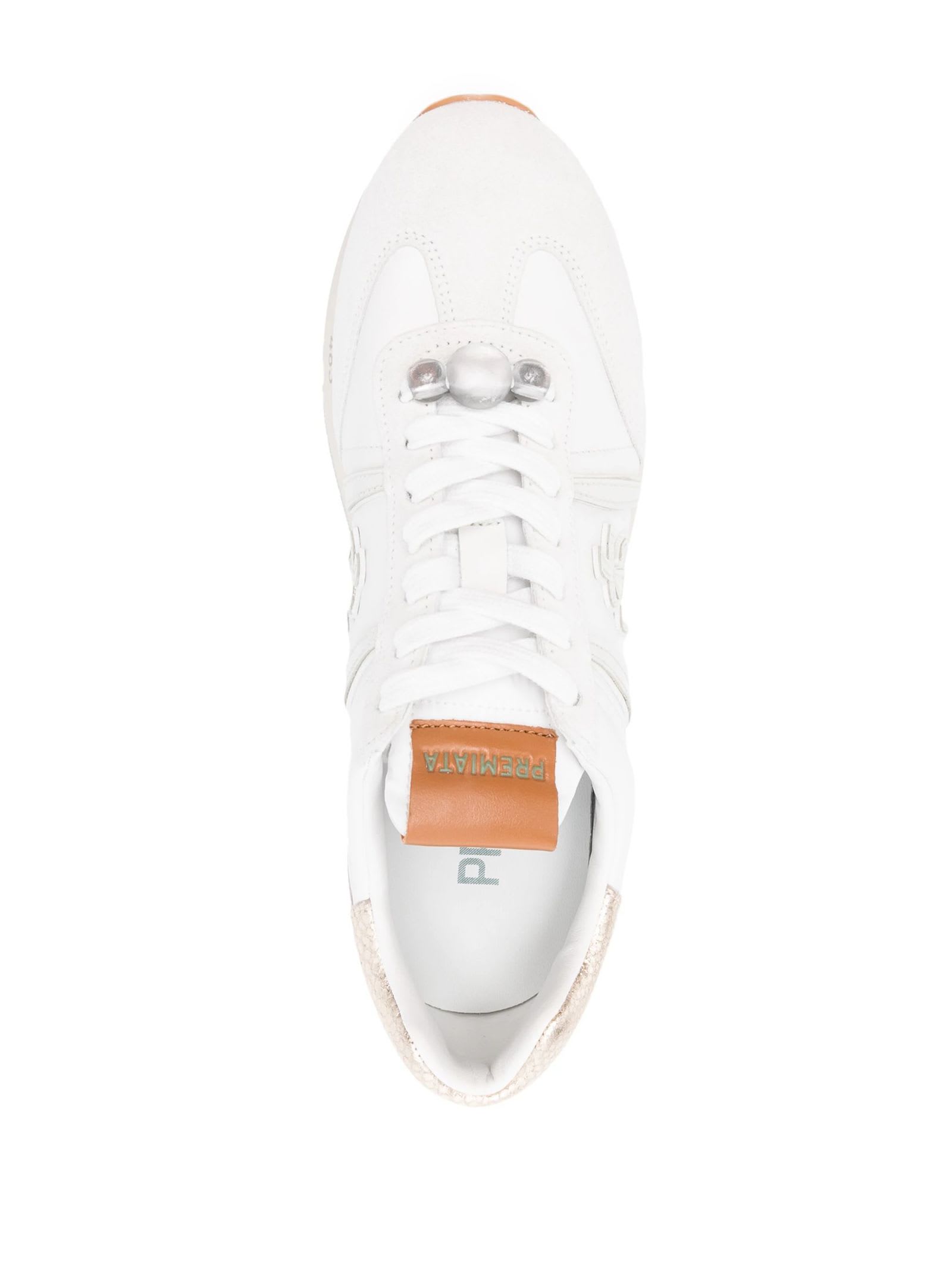 Shop Premiata Beth 7037 White Calf Leather Sneakers