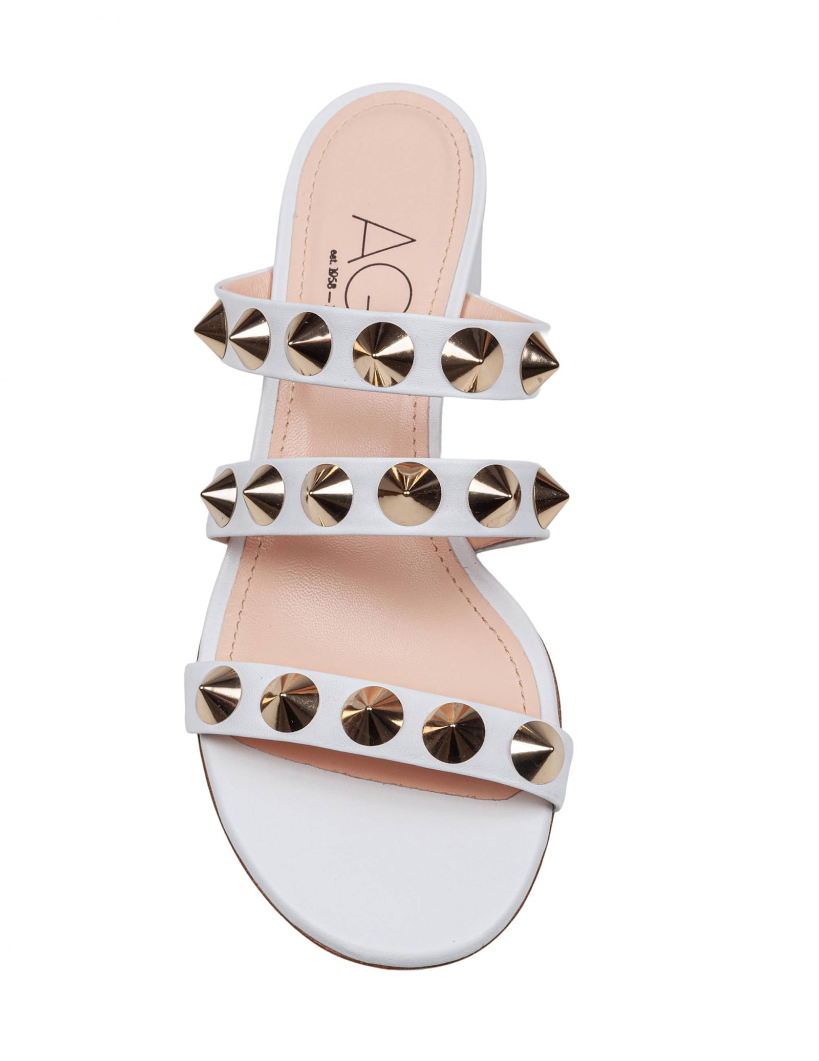 AGL ATTILIO GIUSTI LEOMBRUNI LALA SPIKE SANDAL IN LEATHER WITH APPLIED STUDS