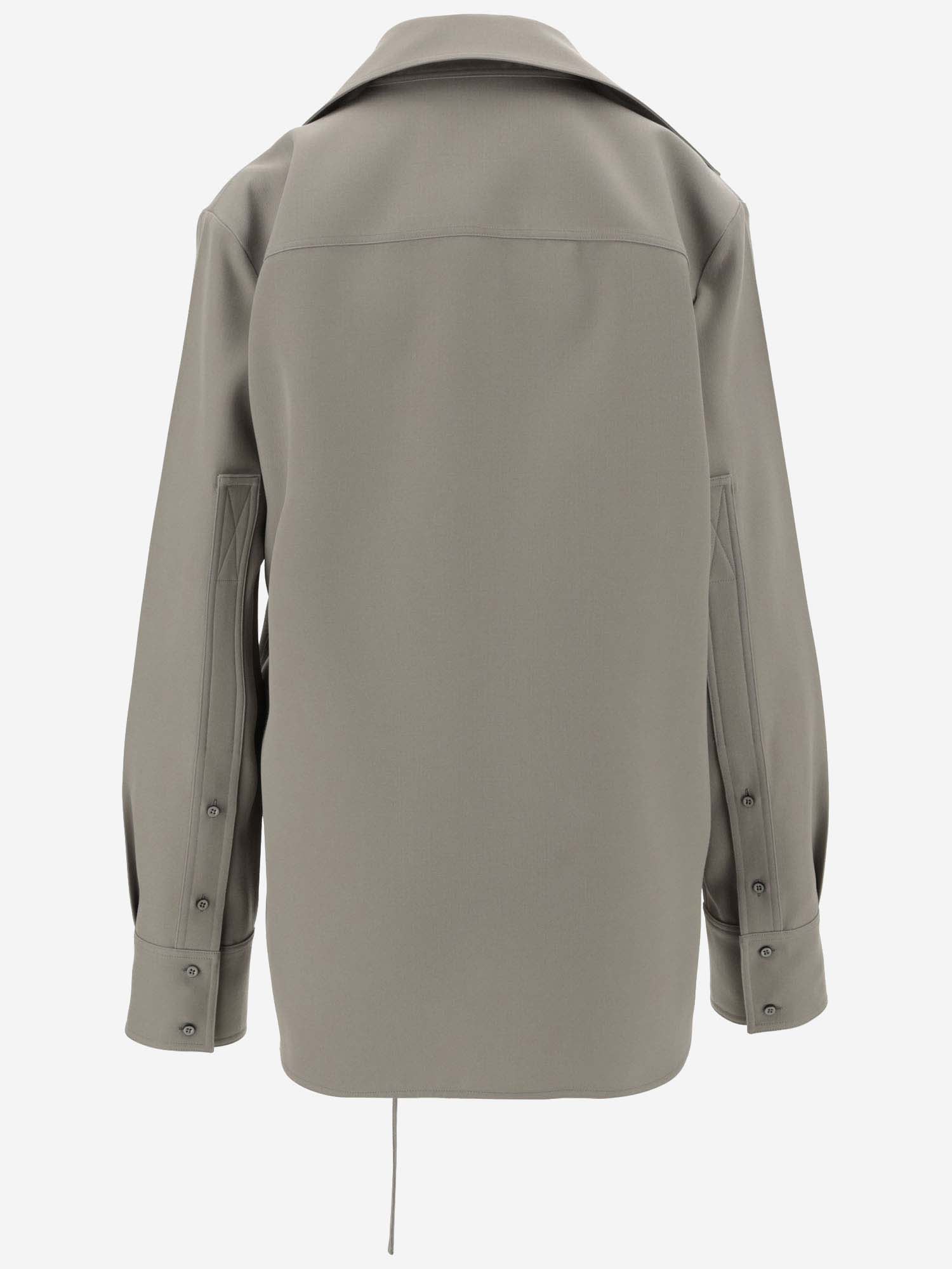 Jil Sander Wool Shirt With Wrap-around Closure In Green