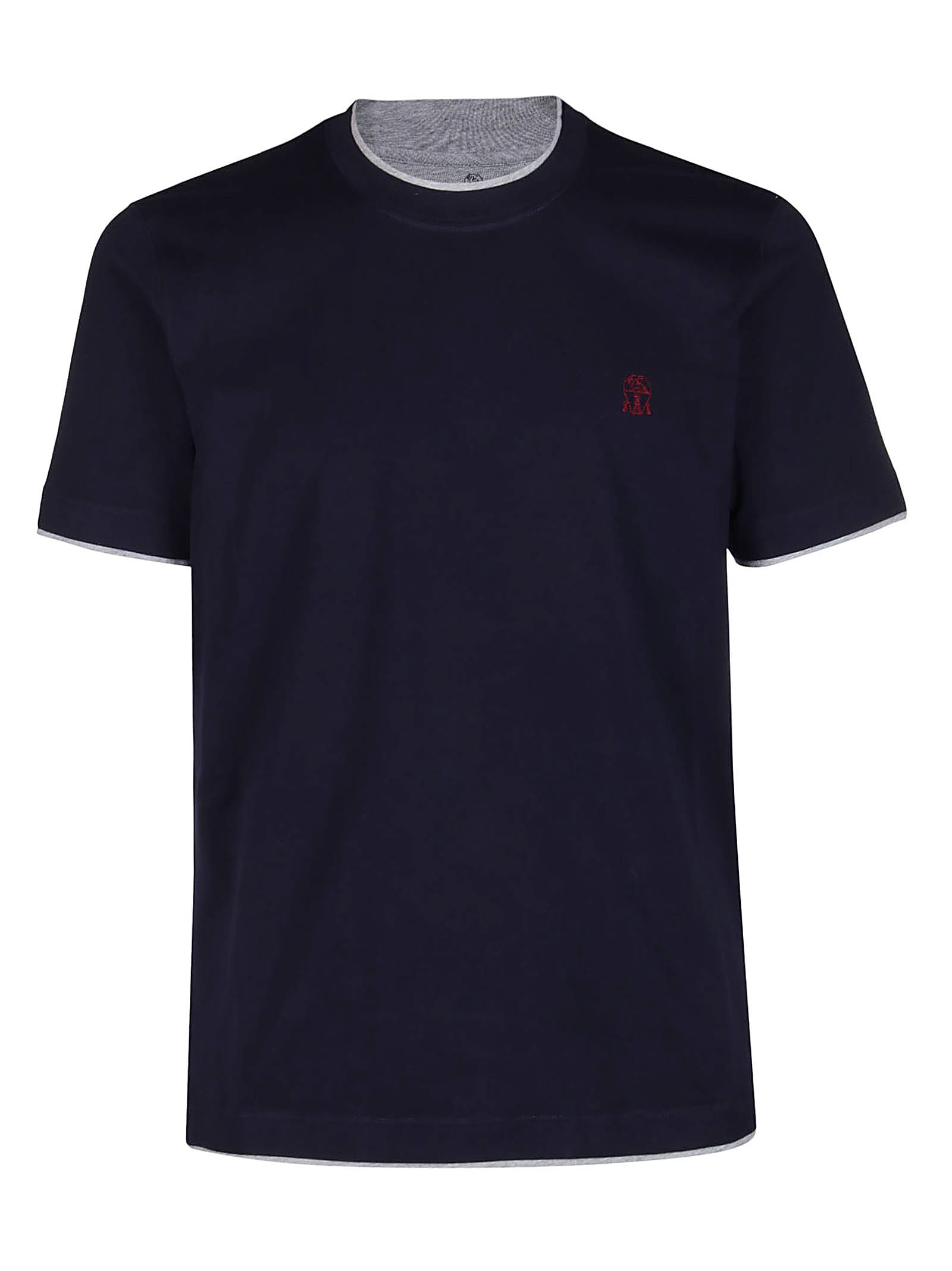 Brunello Cucinelli Navy Blue Cotton T-shirt