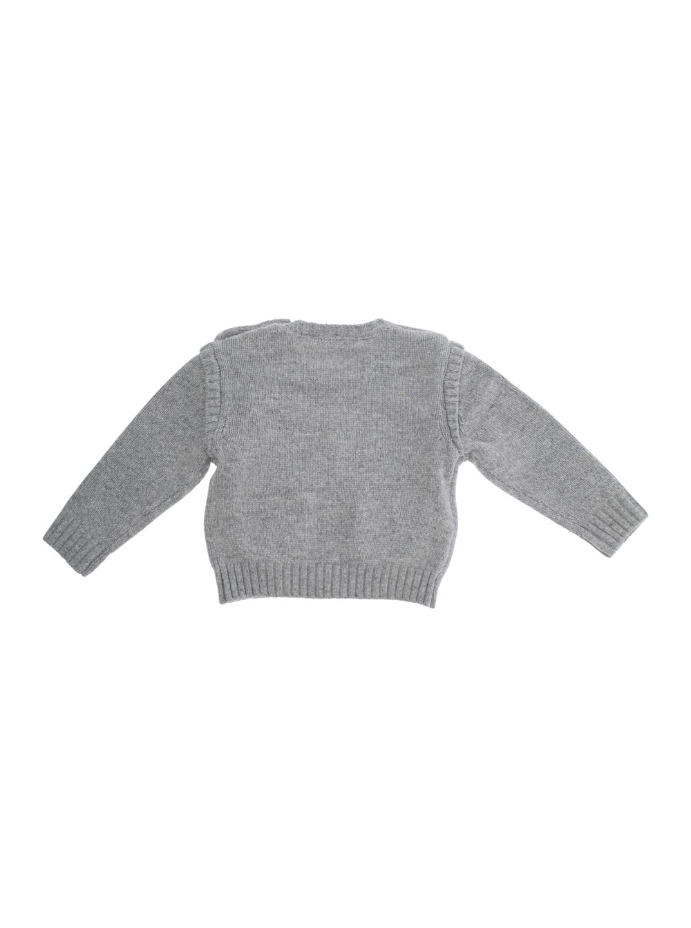 Marni Grey Crew Neck Sweater With Logo Lettering On The Front In Wool Blend Baby In Gray