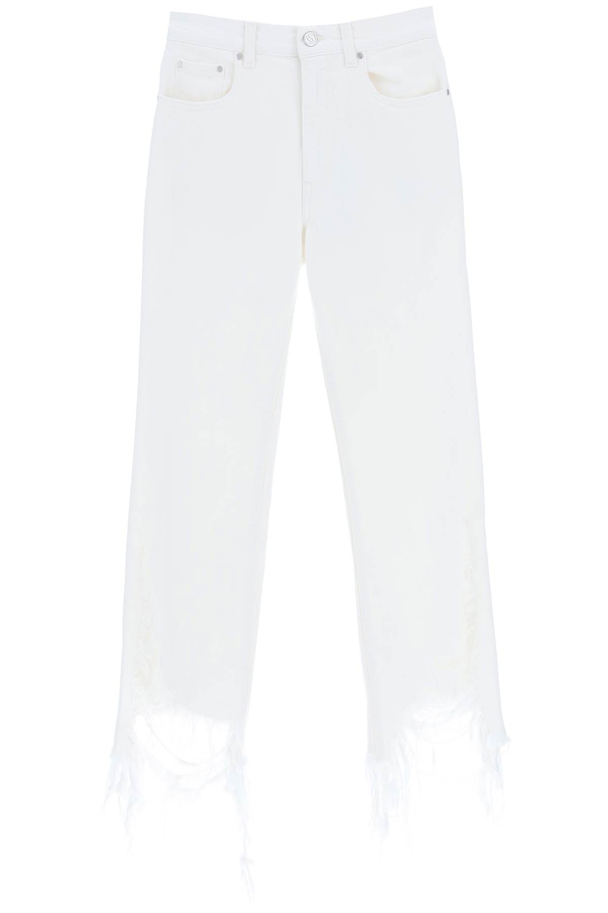 Shop Stella Mccartney Destroyed Hem Jeans In White (white)