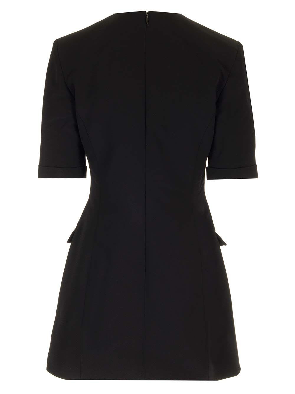 Shop Balmain Crepe Flared Dress In Black