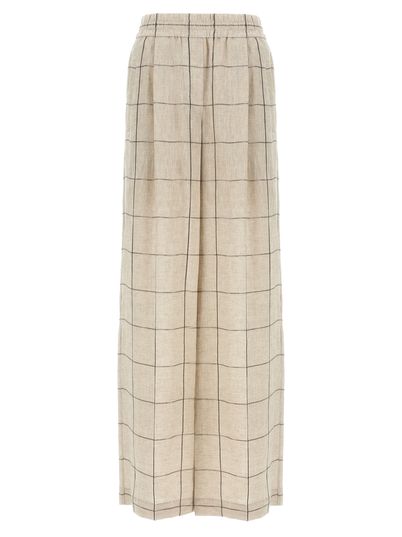Shop Brunello Cucinelli Check Dazzling Pants In Beige