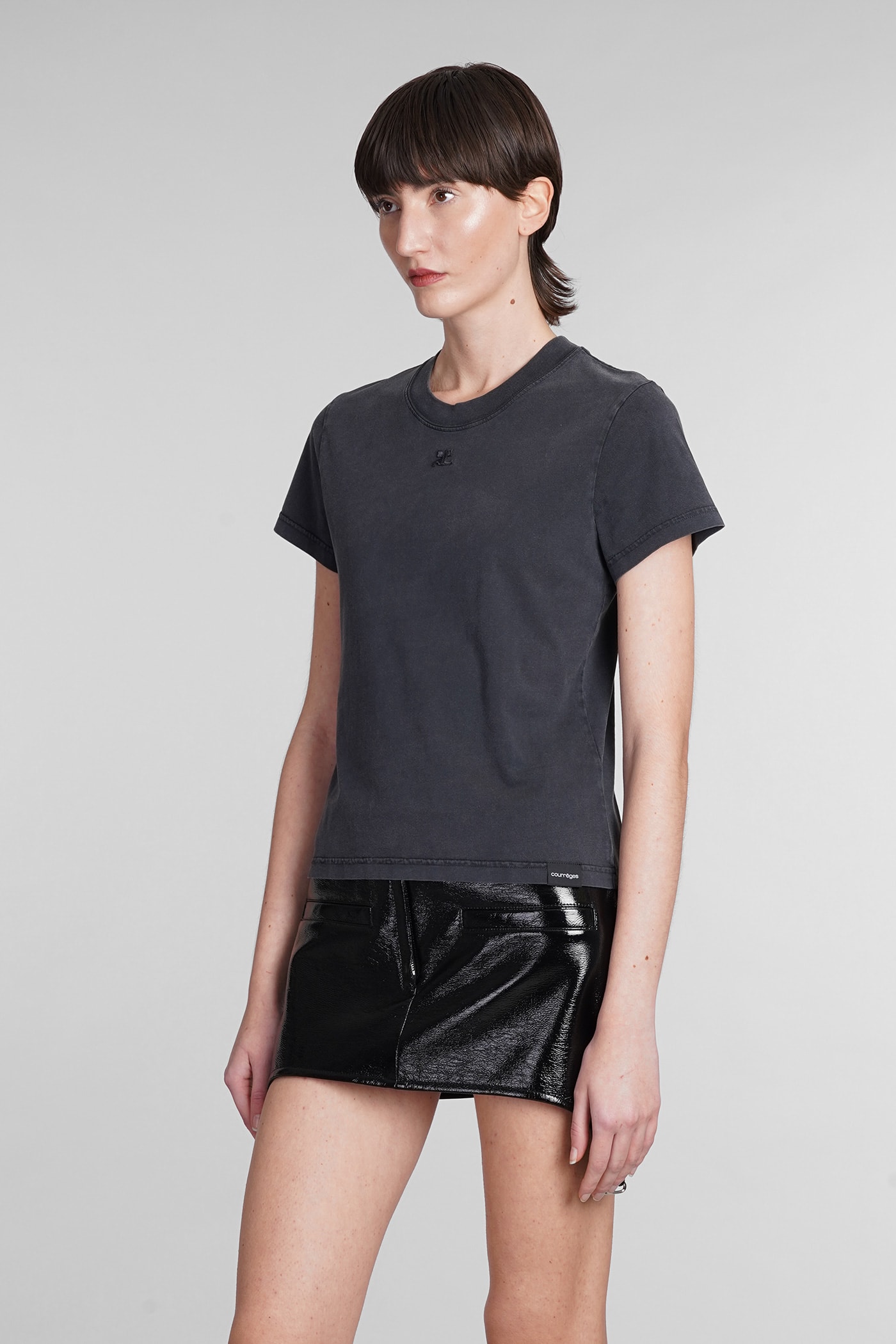 Shop Courrèges Ac Straight Stonewashed T-shirt In Grey
