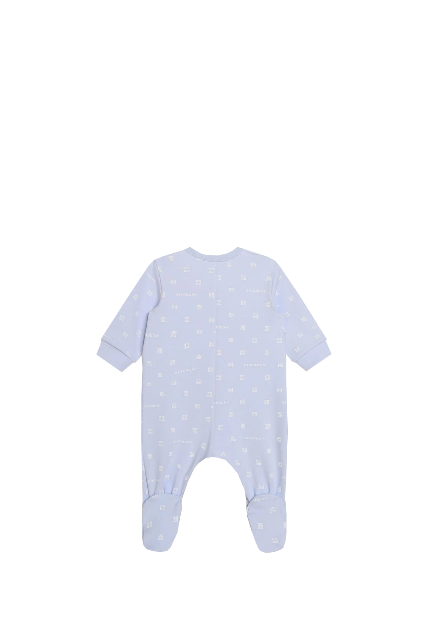 Shop Givenchy Romper With Print In Light Blue