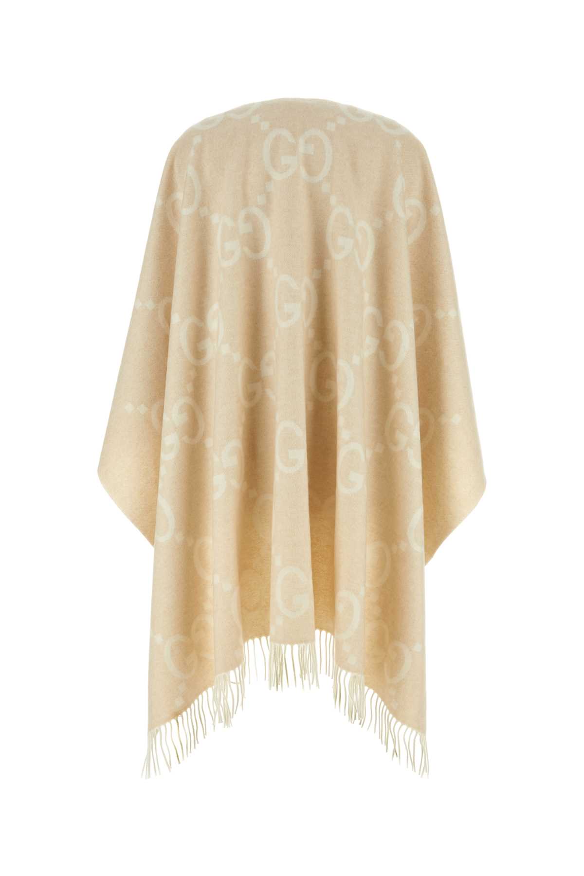 Gucci Embroidered Cashmere Reversible Cape In Camelwhite