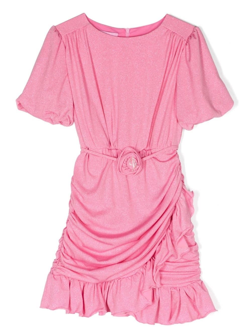 Shop Miss Blumarine Pink Glitter Draped Dress