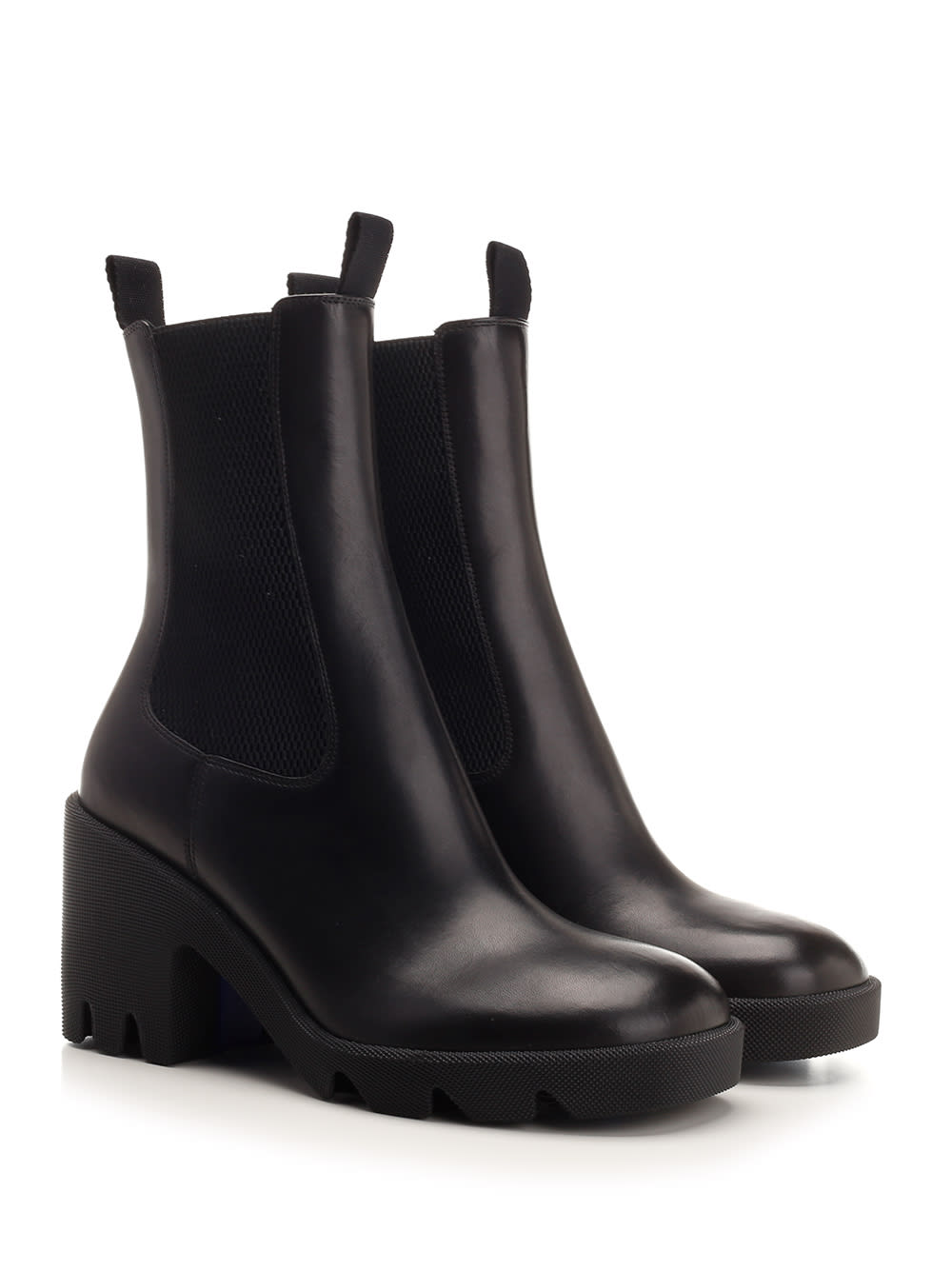 Burberry Leather Stride Ankle Boots 85 In Black