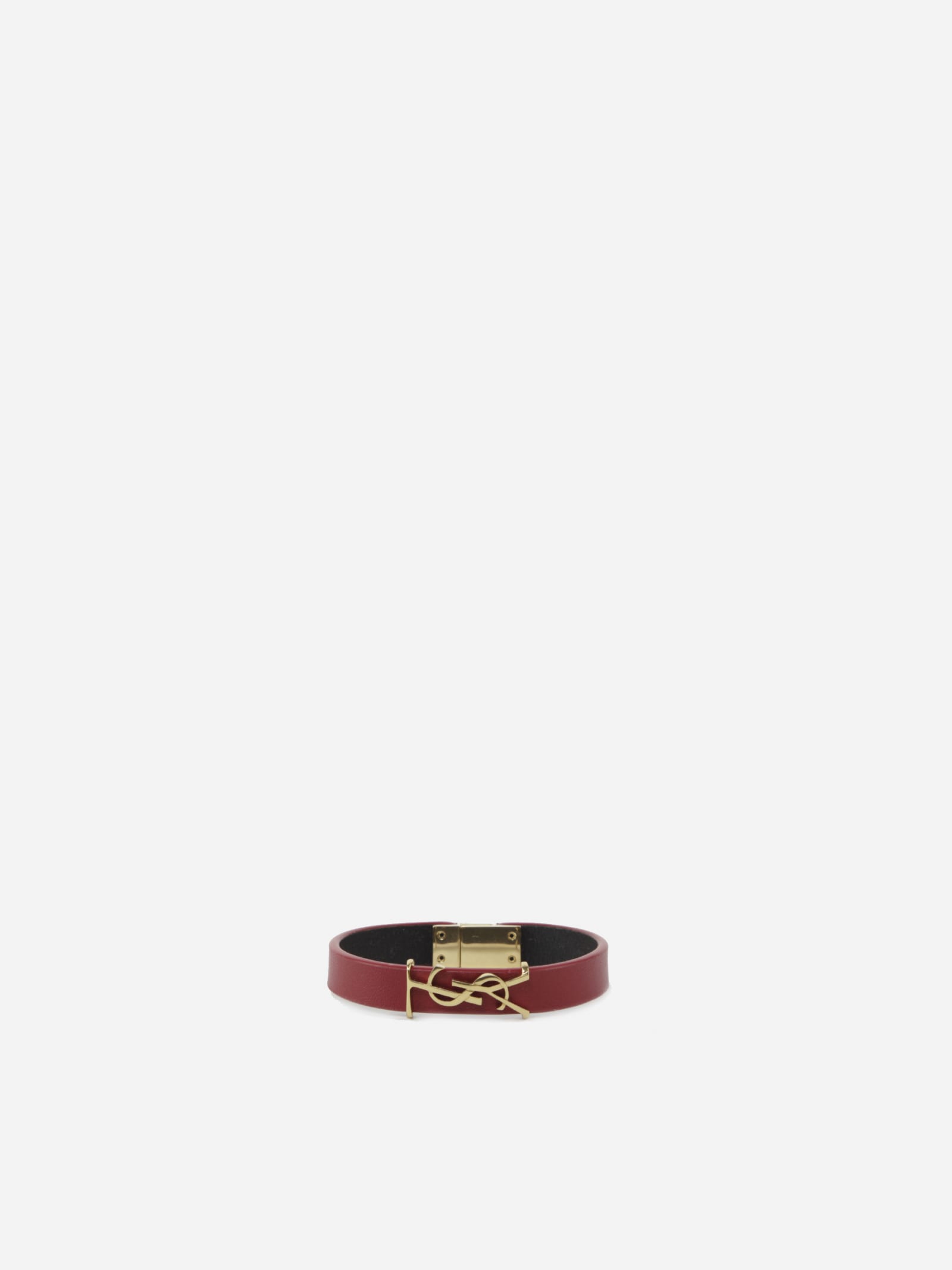 Saint Laurent Opyum Bracelet In Smooth Red Leather