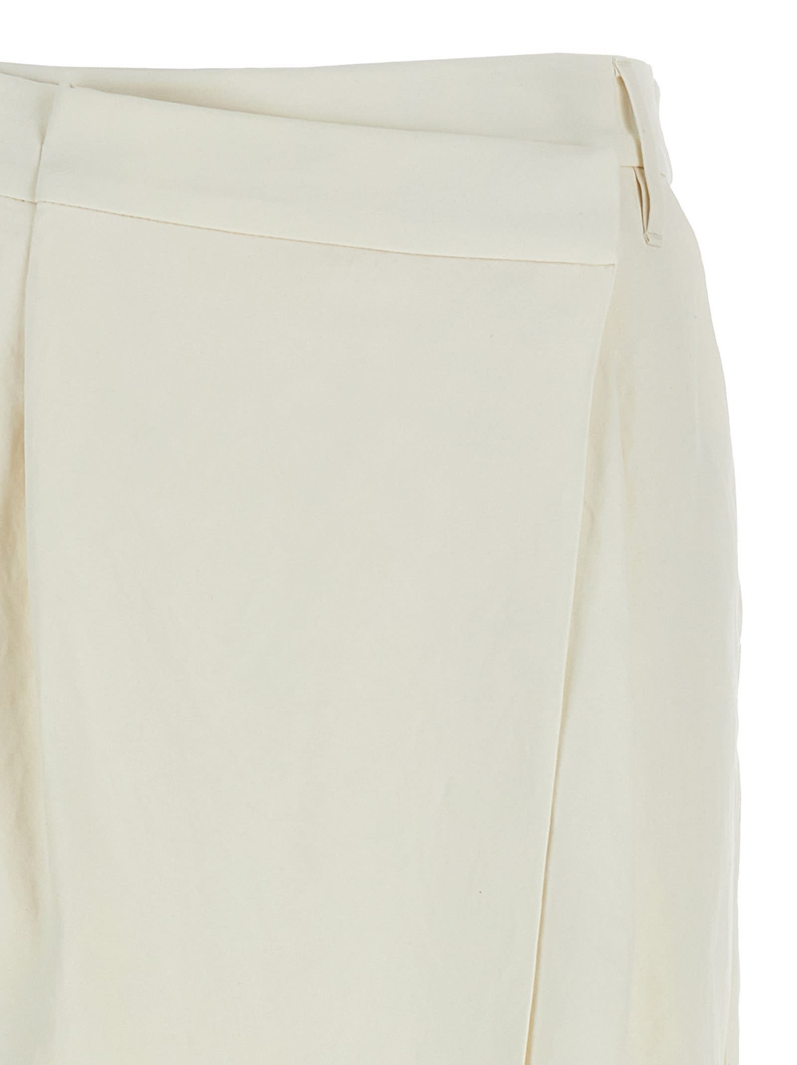 Brunello Cucinelli Midi Length Wrap Skirt With Back Pocket In White