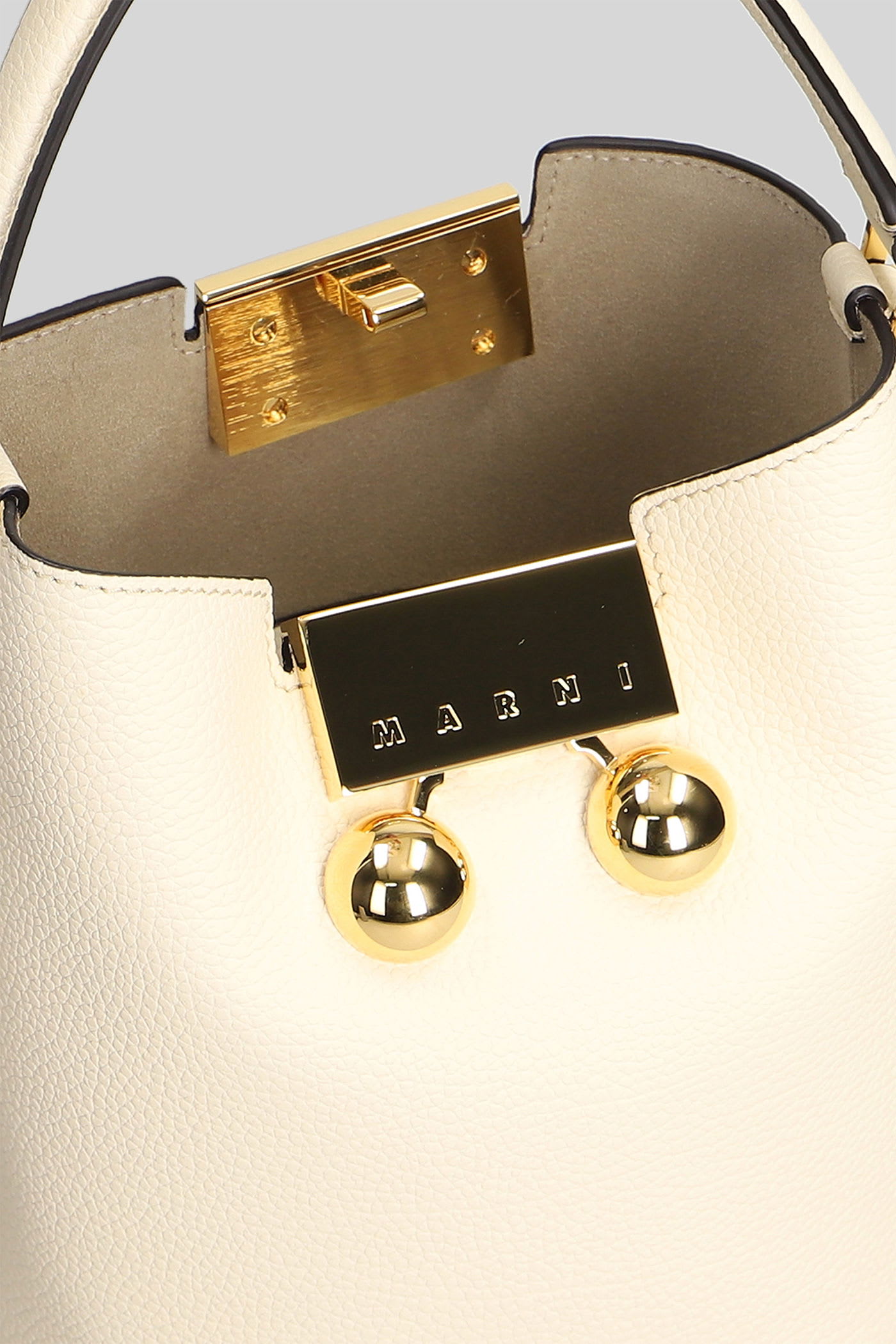 Marni Trunkaroo Shoulder Bag In Beige Leather In Sand