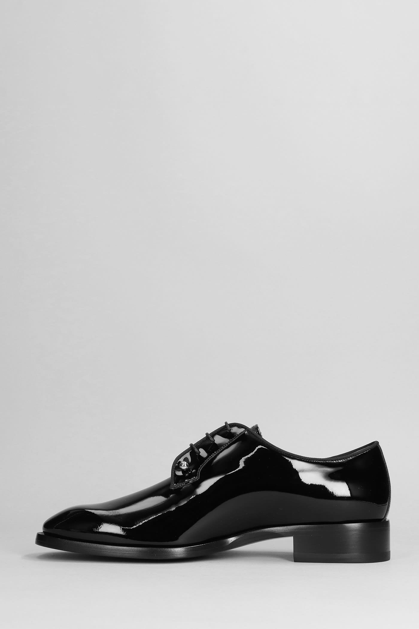 Shop Christian Louboutin Chambeliss Lace Up Shoes In Black Patent Leather