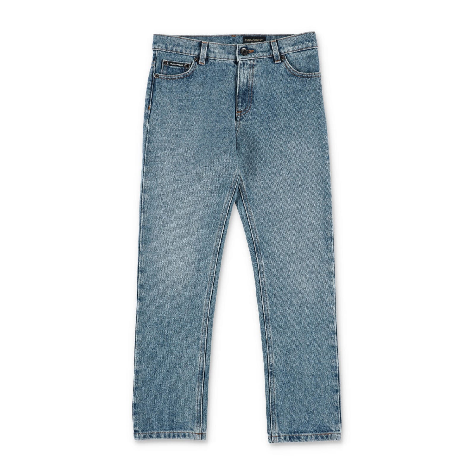 Dolce & Gabbana Kids'  Jeans Blu Chiaro In Denim Di Cotone Bambino