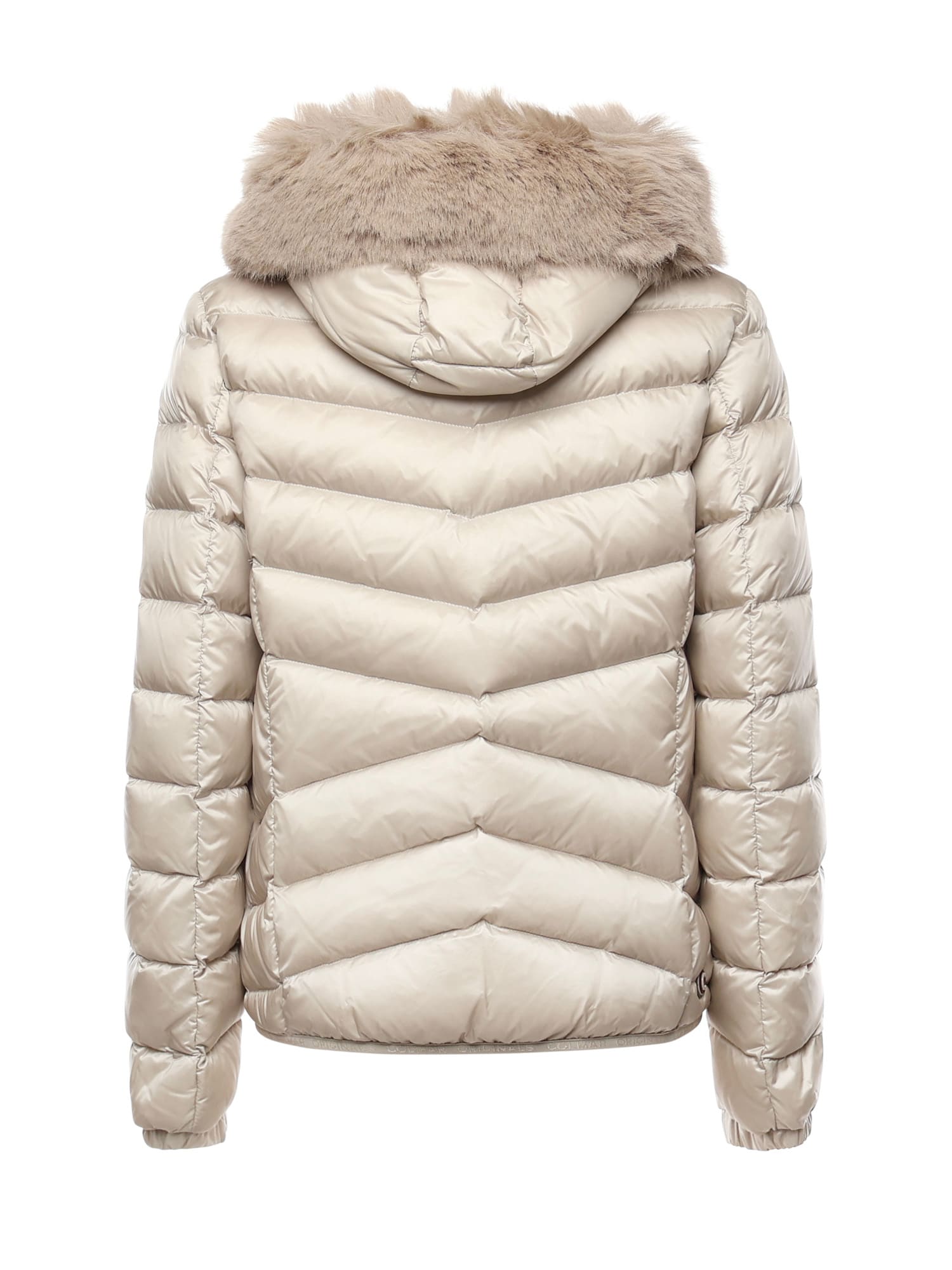 Colmar Quilted Down Jacket With Faux Fur In Neutral