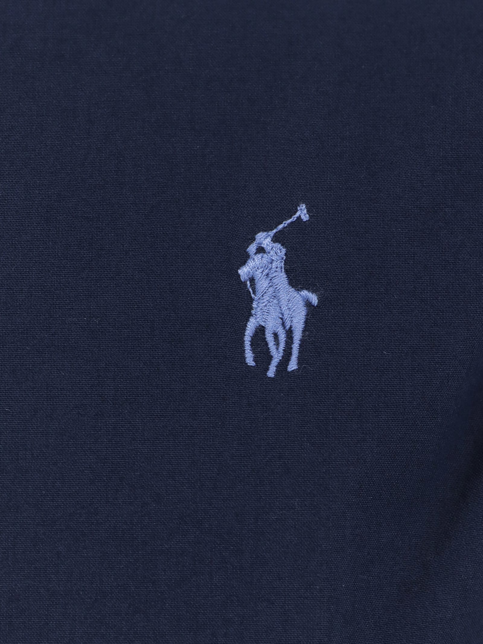 Ralph Lauren Logo Shirt With Button-down Collar And Box-pleat Detail In Black