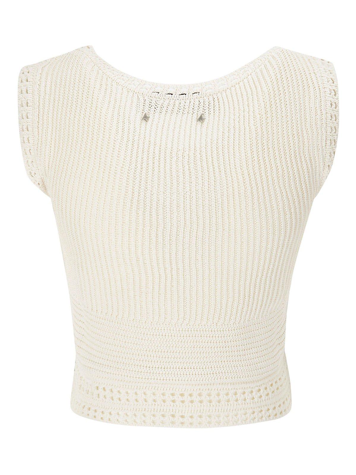 Shop Golden Goose Journey Knitted Top In Beige