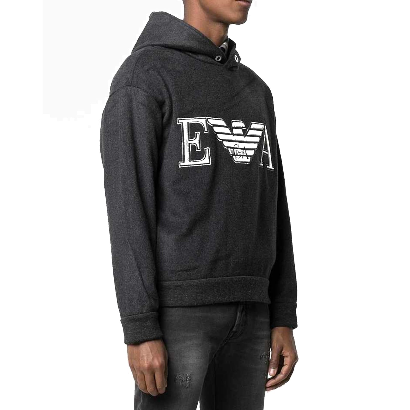 Shop Emporio Armani Wool And Cashmere Sweatshirt In Gray