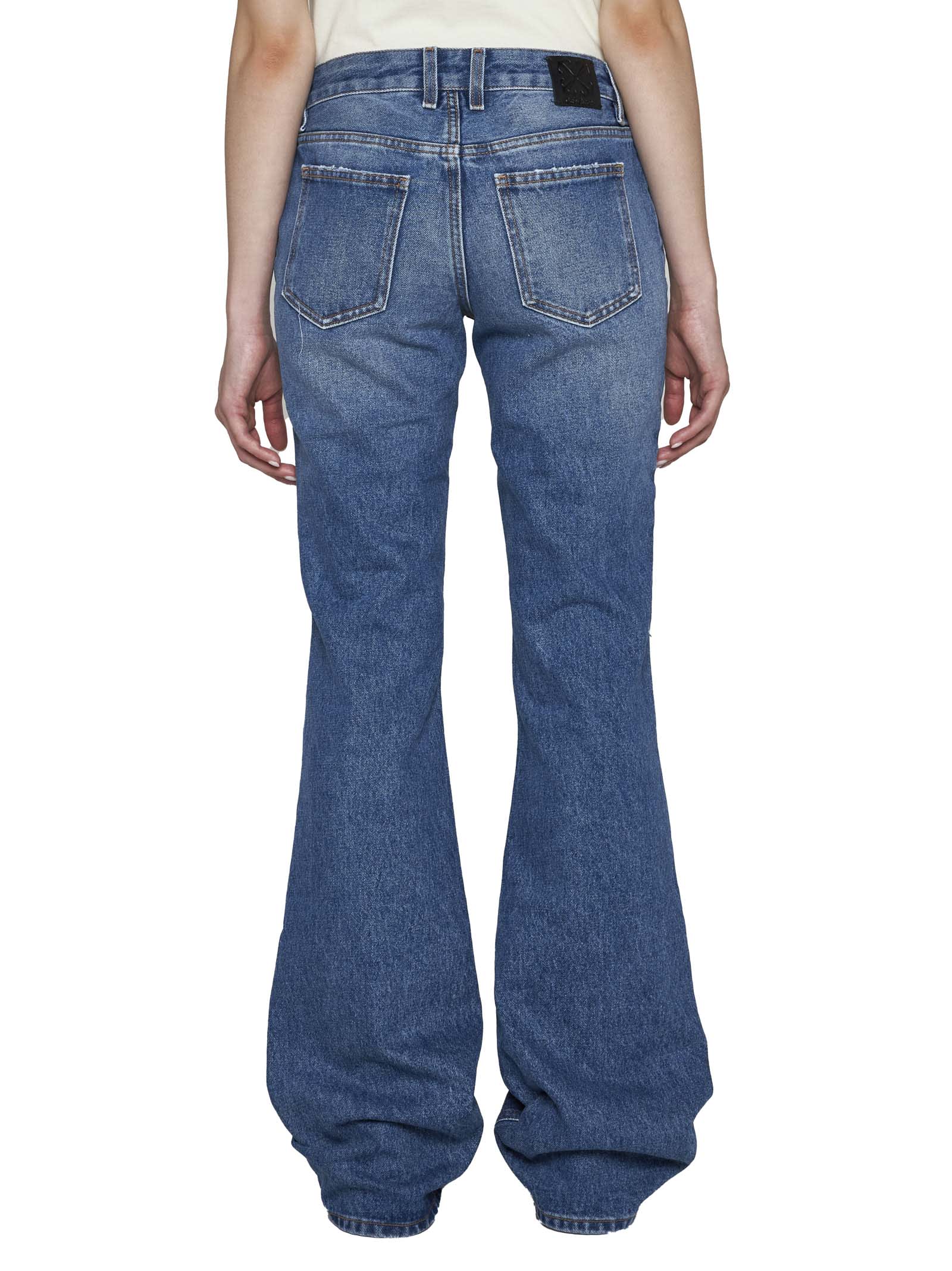 Off-white Flared Cropped Denim Jeans In Denim