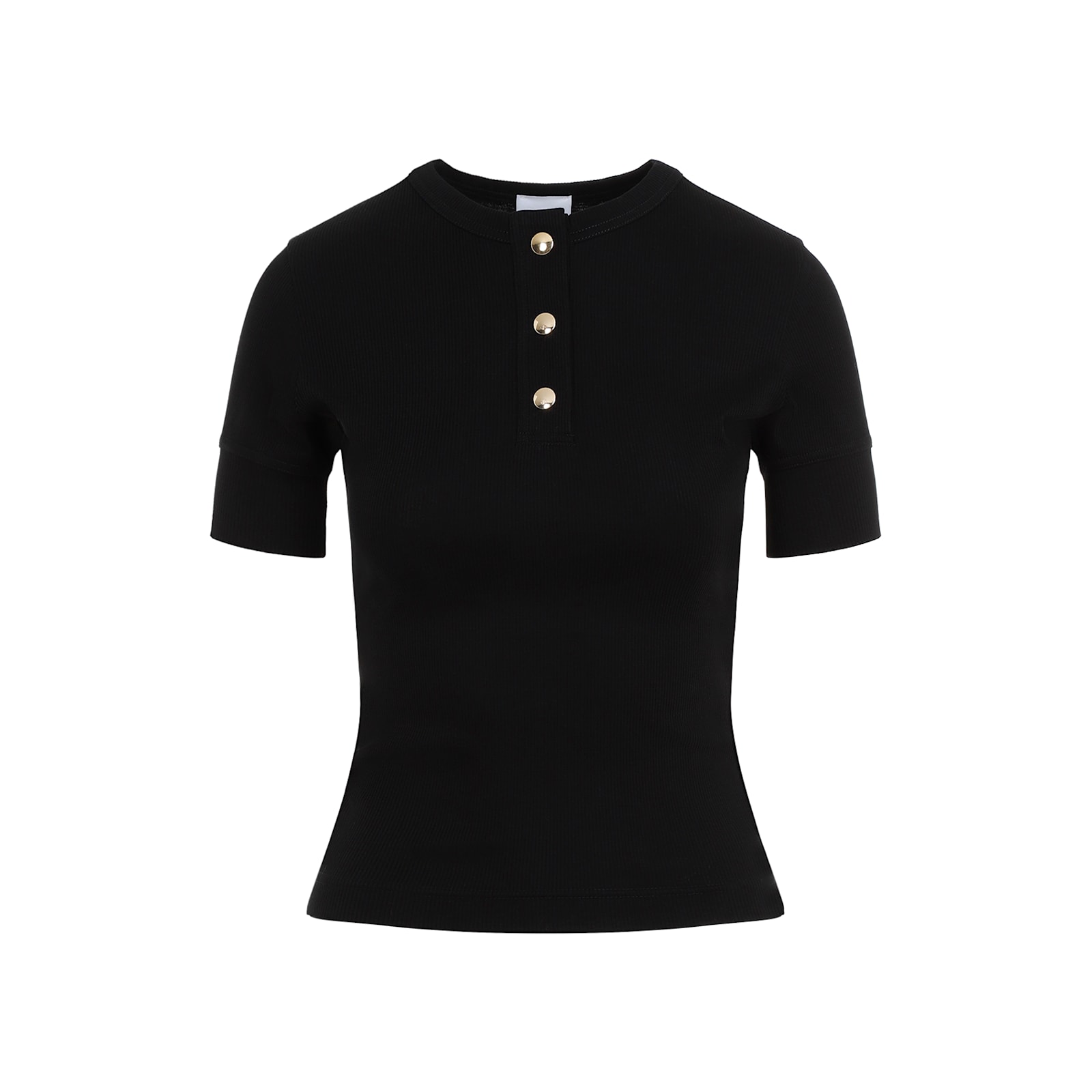 Shop Patou Rib Snap Buttoned T-shirt In B Black