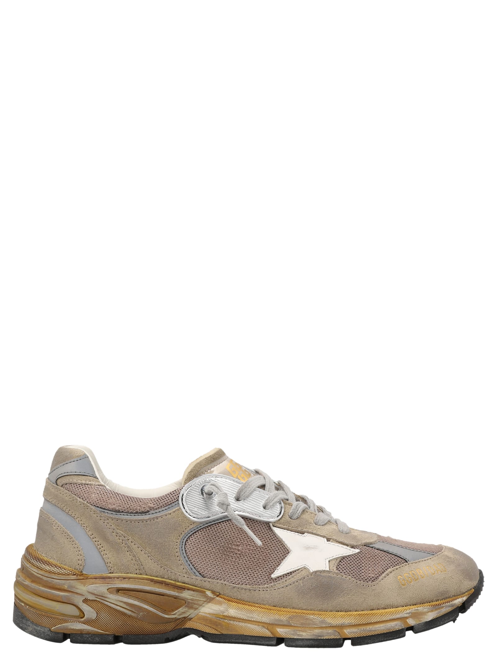 Shop Golden Goose Running Dad Sneakers In Taupe/silver/white