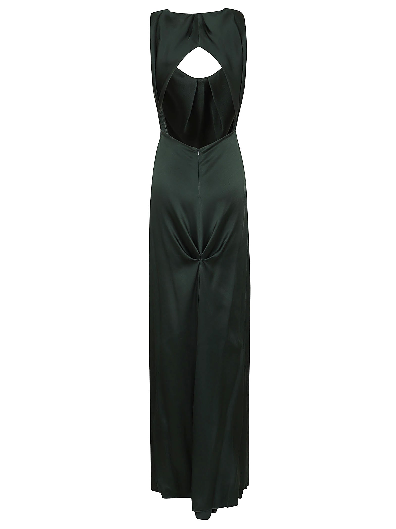 Shop Victoria Beckham V-neck Gathered Floor Length In Seaweed