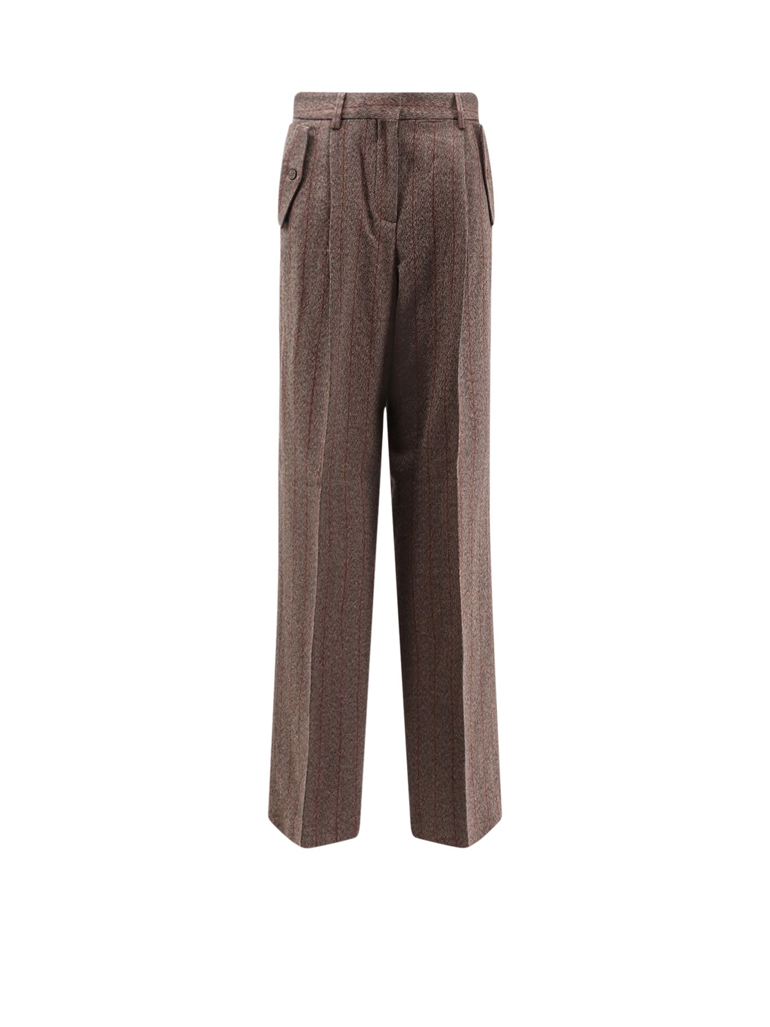 Golden Goose Brown Pinstripe Wool Wide-leg Trousers In Brown