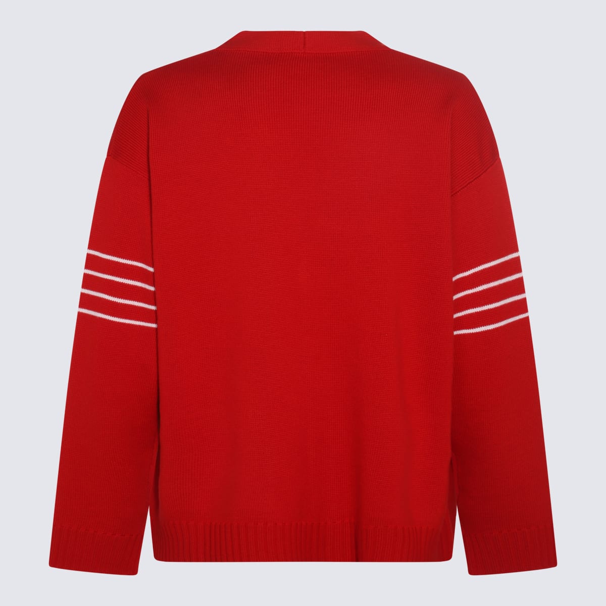 Valentino Garavani Red And White Wool Blend Cardigan In Red