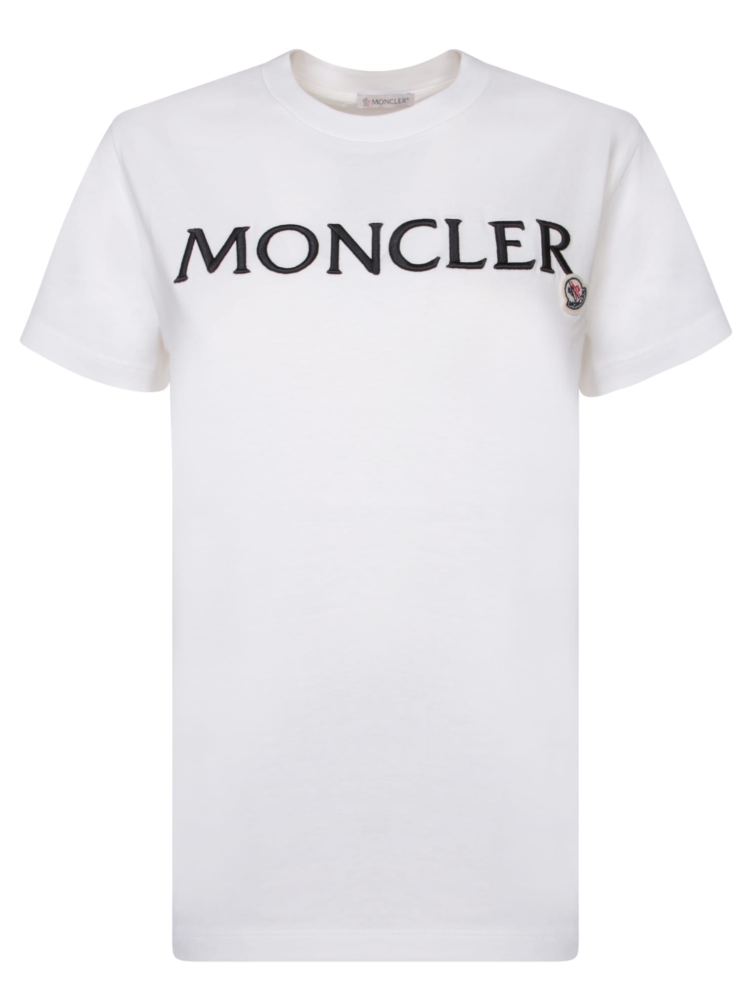 Shop Moncler White Cotton Logo T-shirt