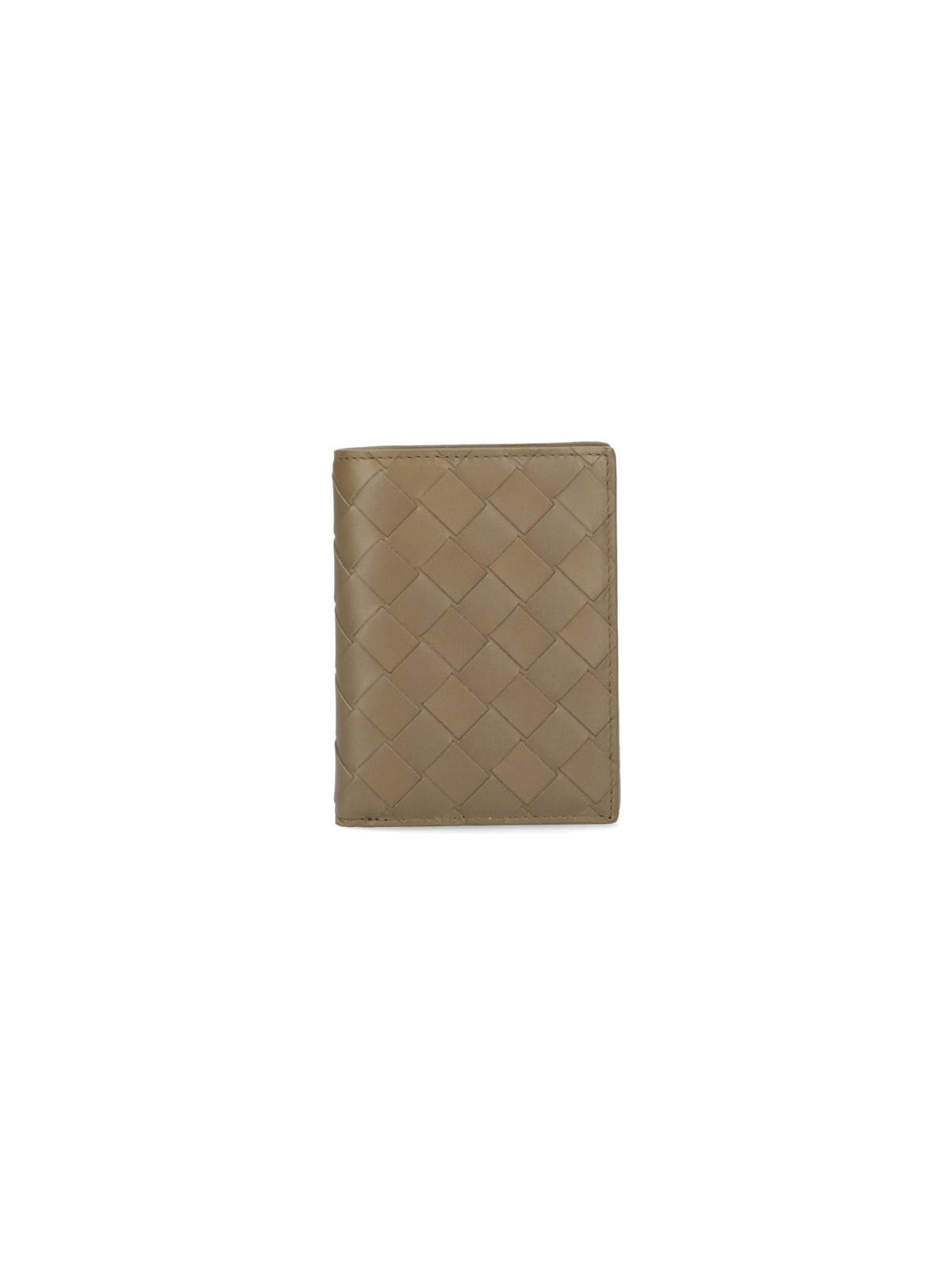 Shop Bottega Veneta Woven Bi-fold Wallet In Mud Silver