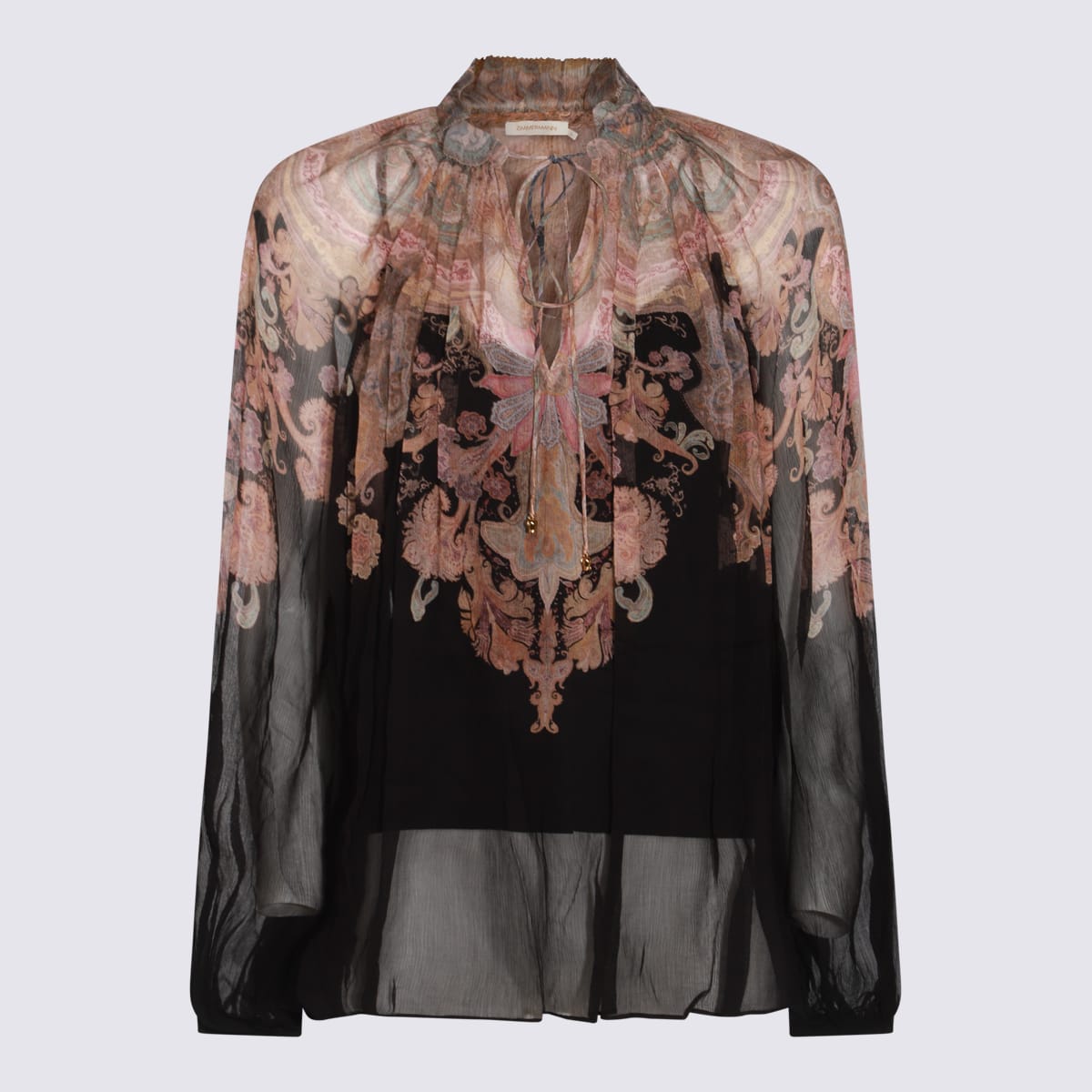 Shop Zimmermann Black Paisley Viscose Top