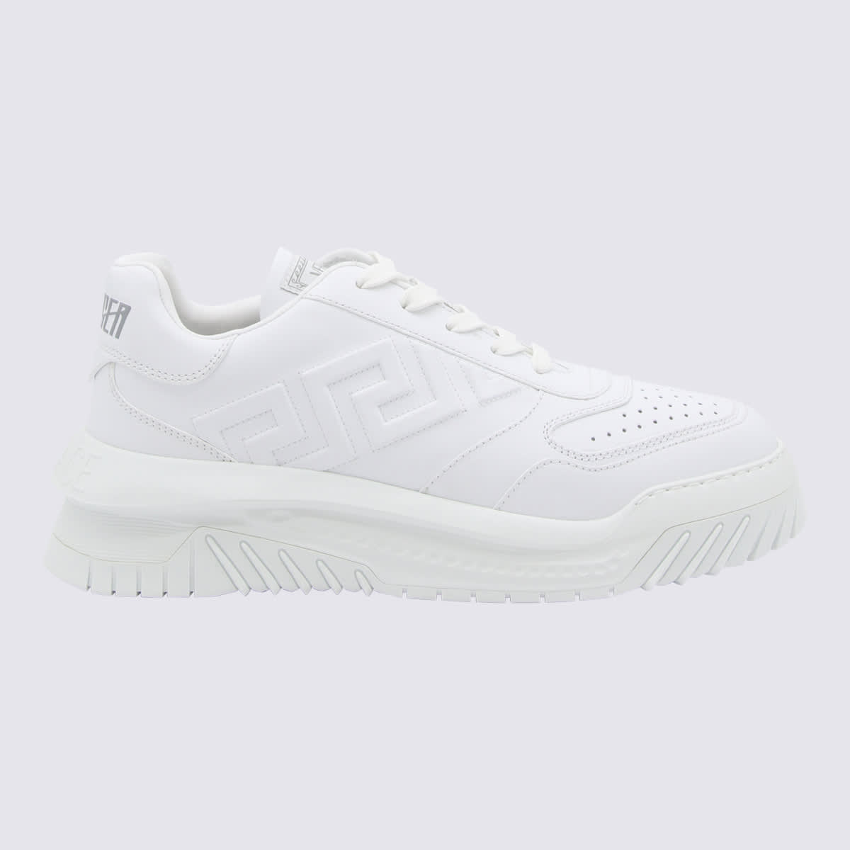 Versace White Leather And Canvas Odissea Sneakers