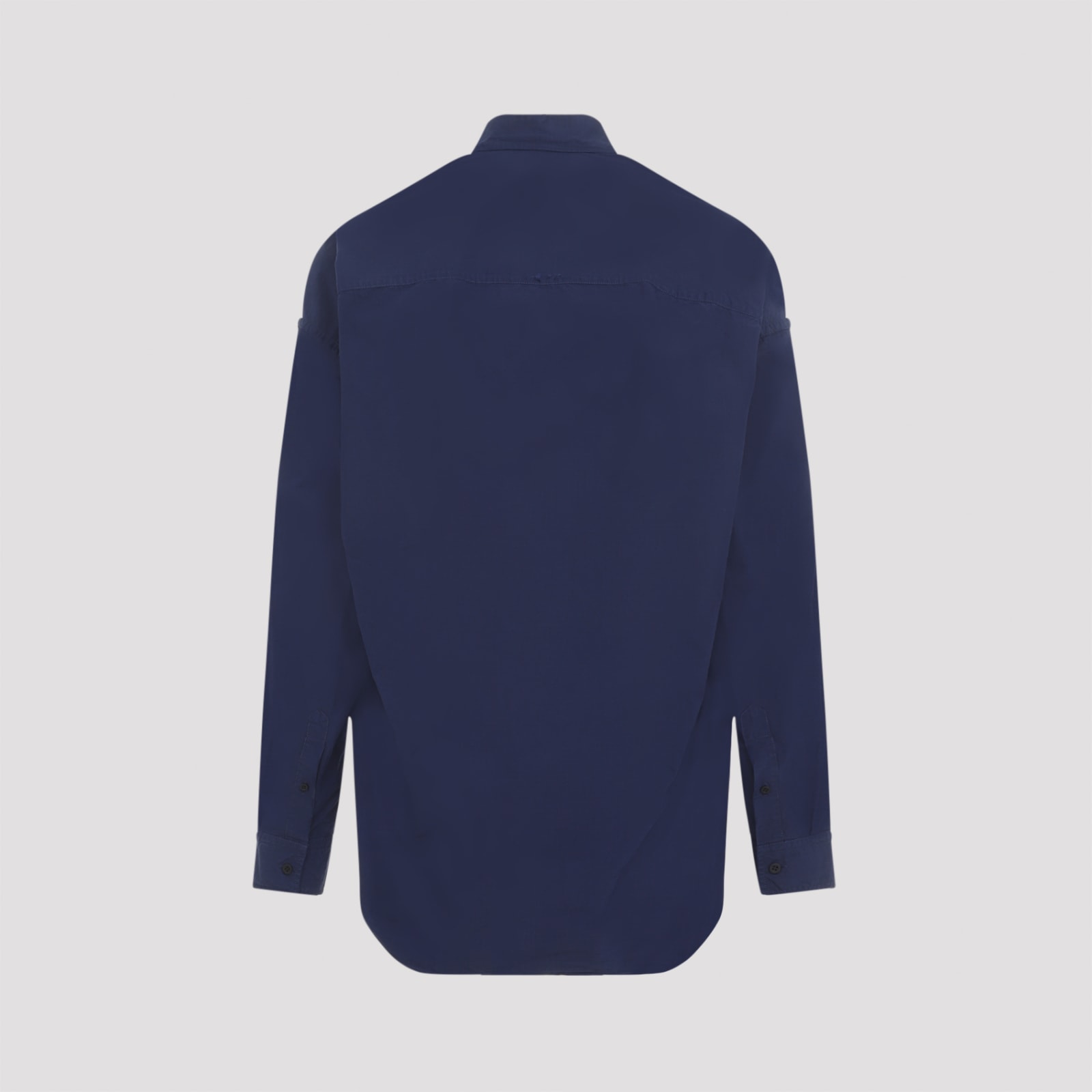 Shop Balenciaga Ls Cocoon Shirt In Marine Blue